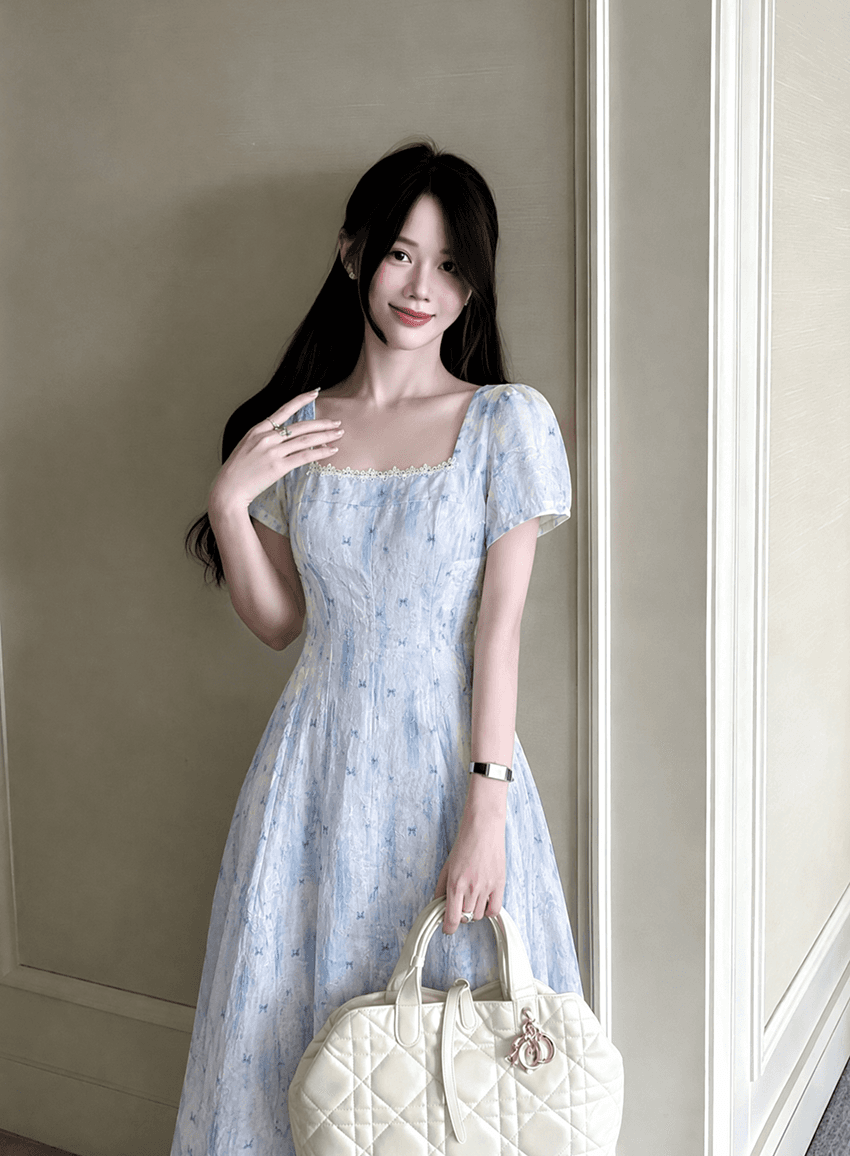 실사 빅 사이즈 여성 의류 프랑스식 낭만주의 휴가 고급 센스 꽃무늬 롱 스커트 여름 새로운 품격 여성 드레스 상세 이미지 6
