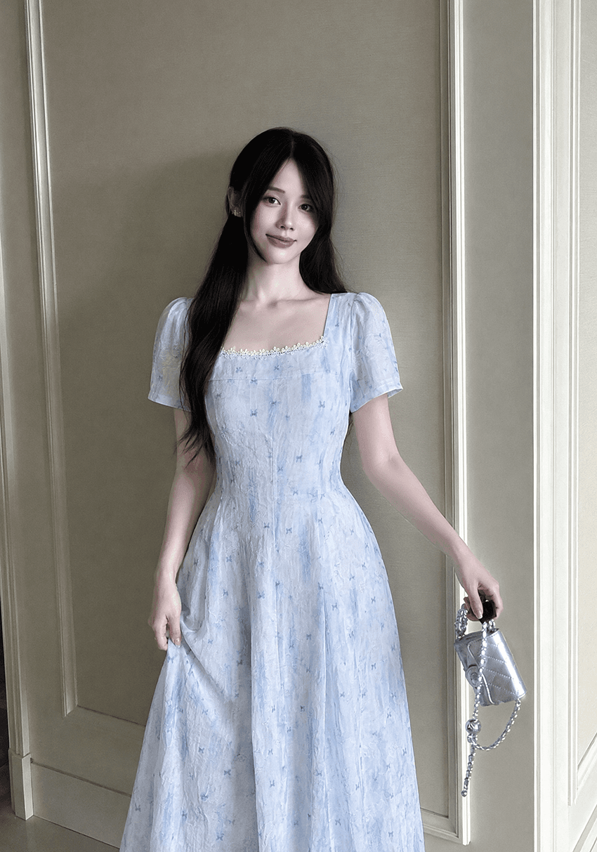 실사 빅 사이즈 여성 의류 프랑스식 낭만주의 휴가 고급 센스 꽃무늬 롱 스커트 여름 새로운 품격 여성 드레스 상세 이미지 8