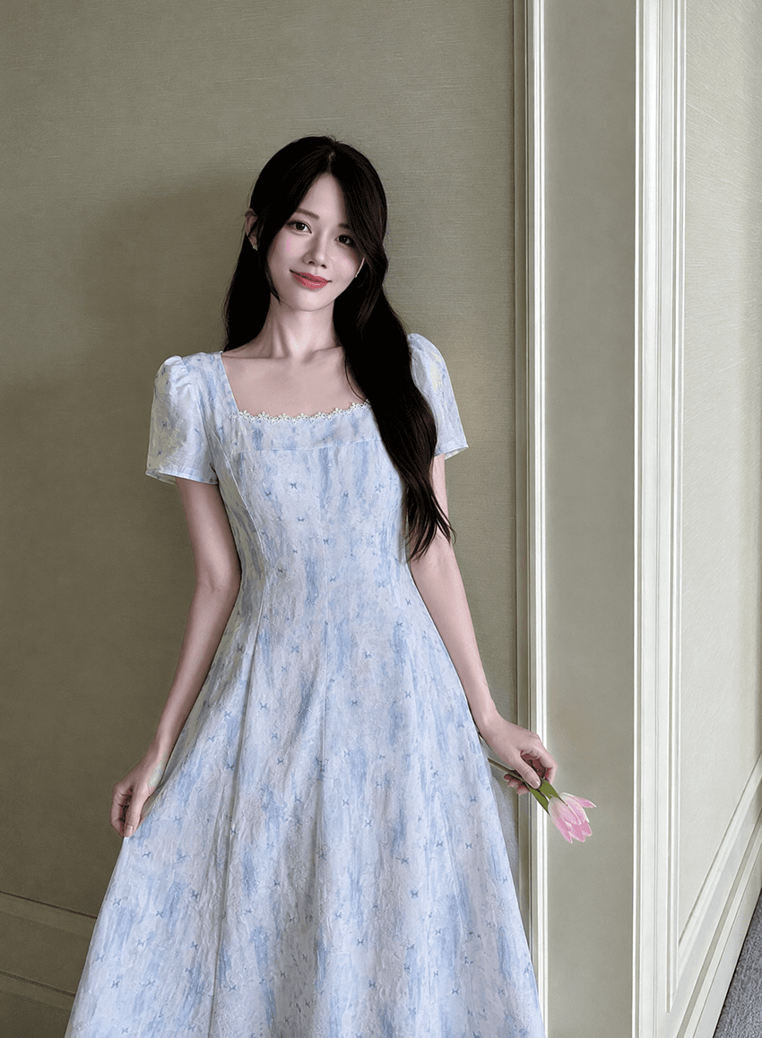 실사 빅 사이즈 여성 의류 프랑스식 낭만주의 휴가 고급 센스 꽃무늬 롱 스커트 여름 새로운 품격 여성 드레스 상세 이미지 9