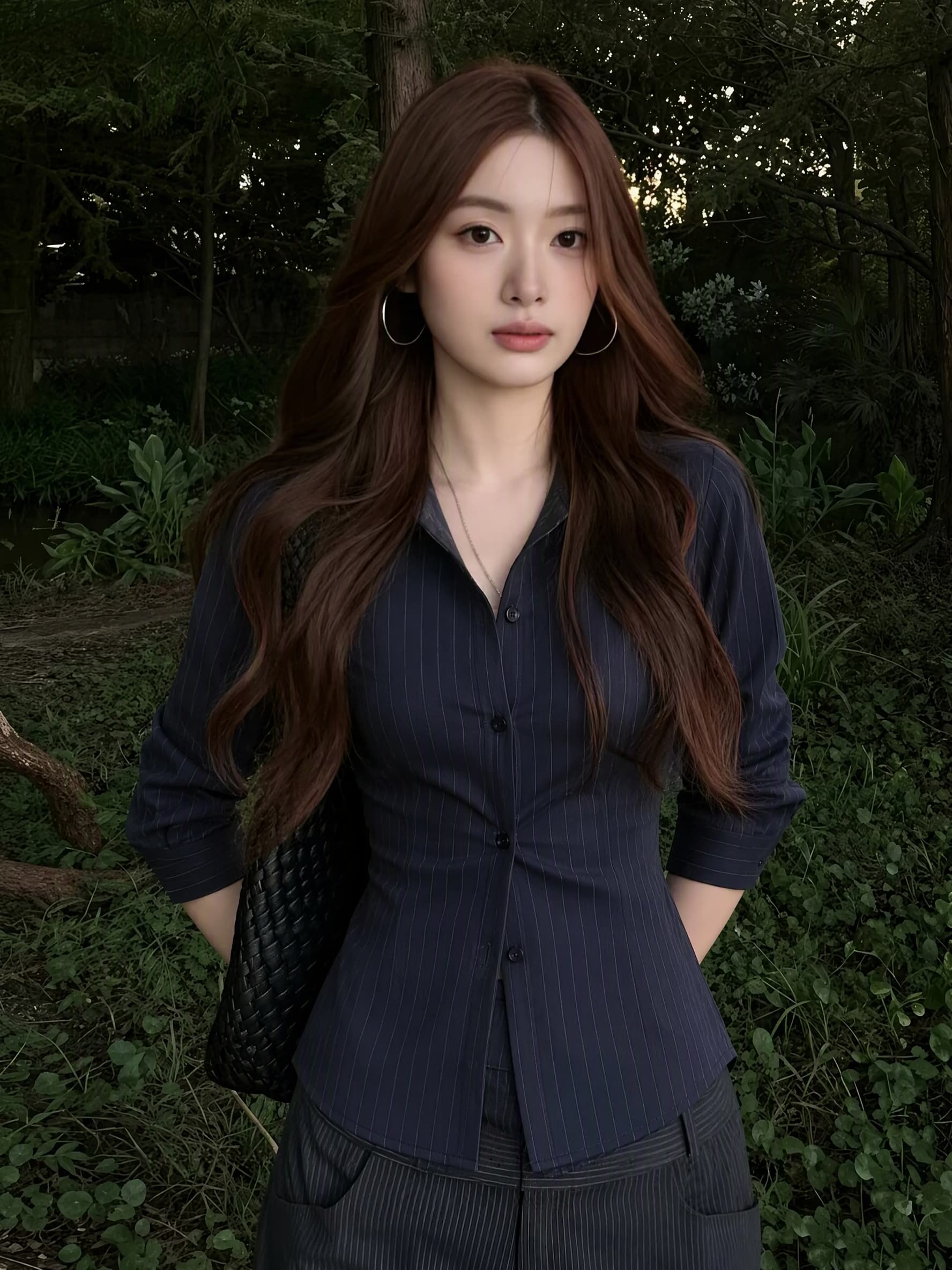 실사 빅 사이즈 여름 새로운 출퇴근 바람 스트라이프 여성 셔츠 고급 센스 긴팔 폴로 칼라 비즈니스웨어 맨위 상세 이미지 2