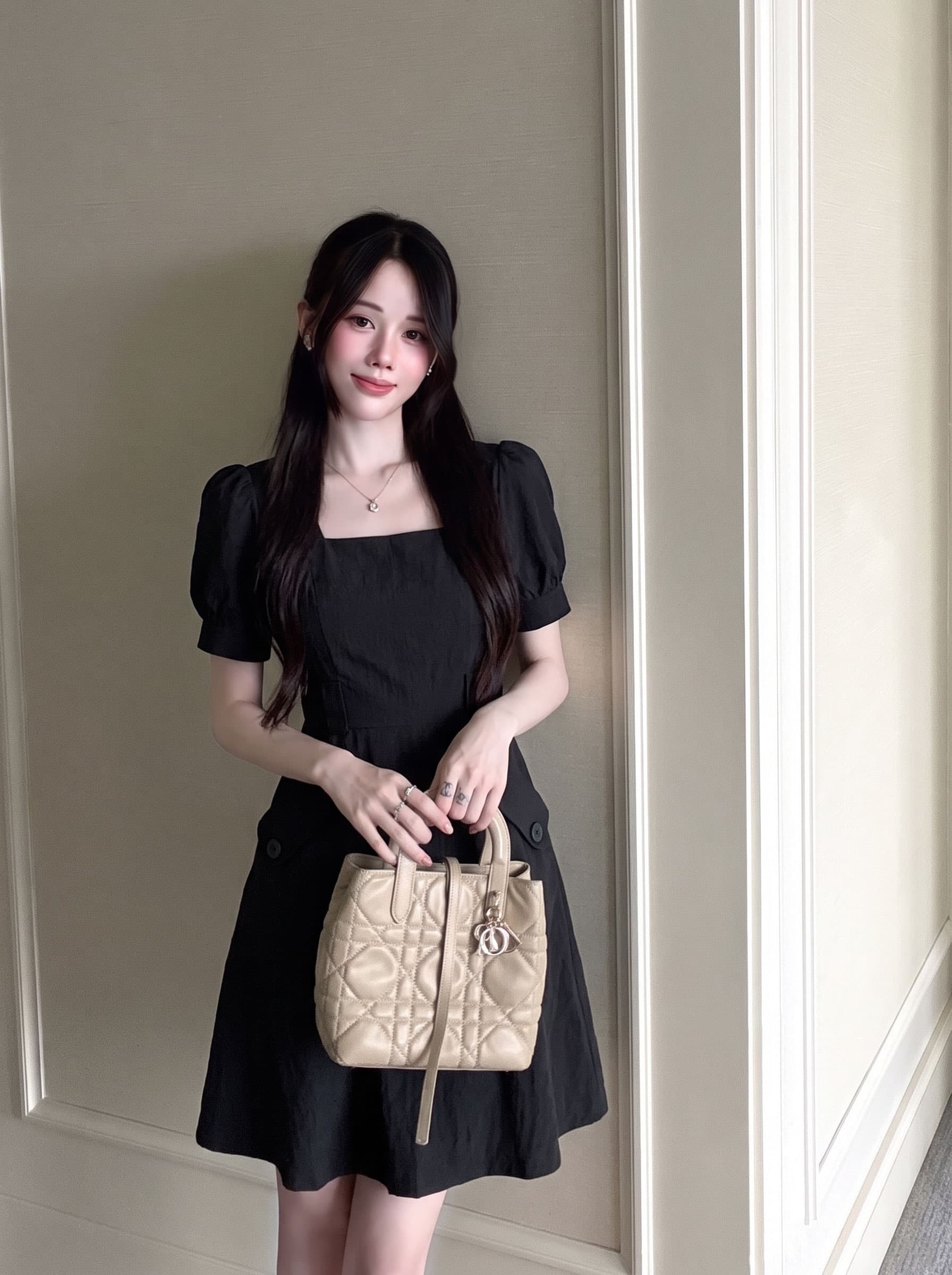 실사 빅 사이즈 여성 의류 캄파넬라 세과 프랑스식 품격 지방 mm 반팔 드레스 몸매 가꾸기 달콤함 부드러운 드레스 상세 이미지 2