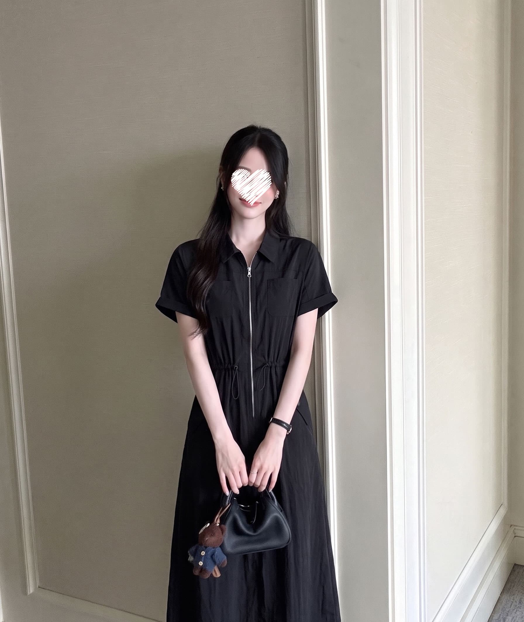 실사 빅 사이즈 여성 의류 부드러운 슬림해 보이는 펌프 로프 주머니 치마 슬림해 보이는 한 마디 드레스 지방 mm 숨기기 고기 슬림해 보이는 치마 상세 이미지 5
