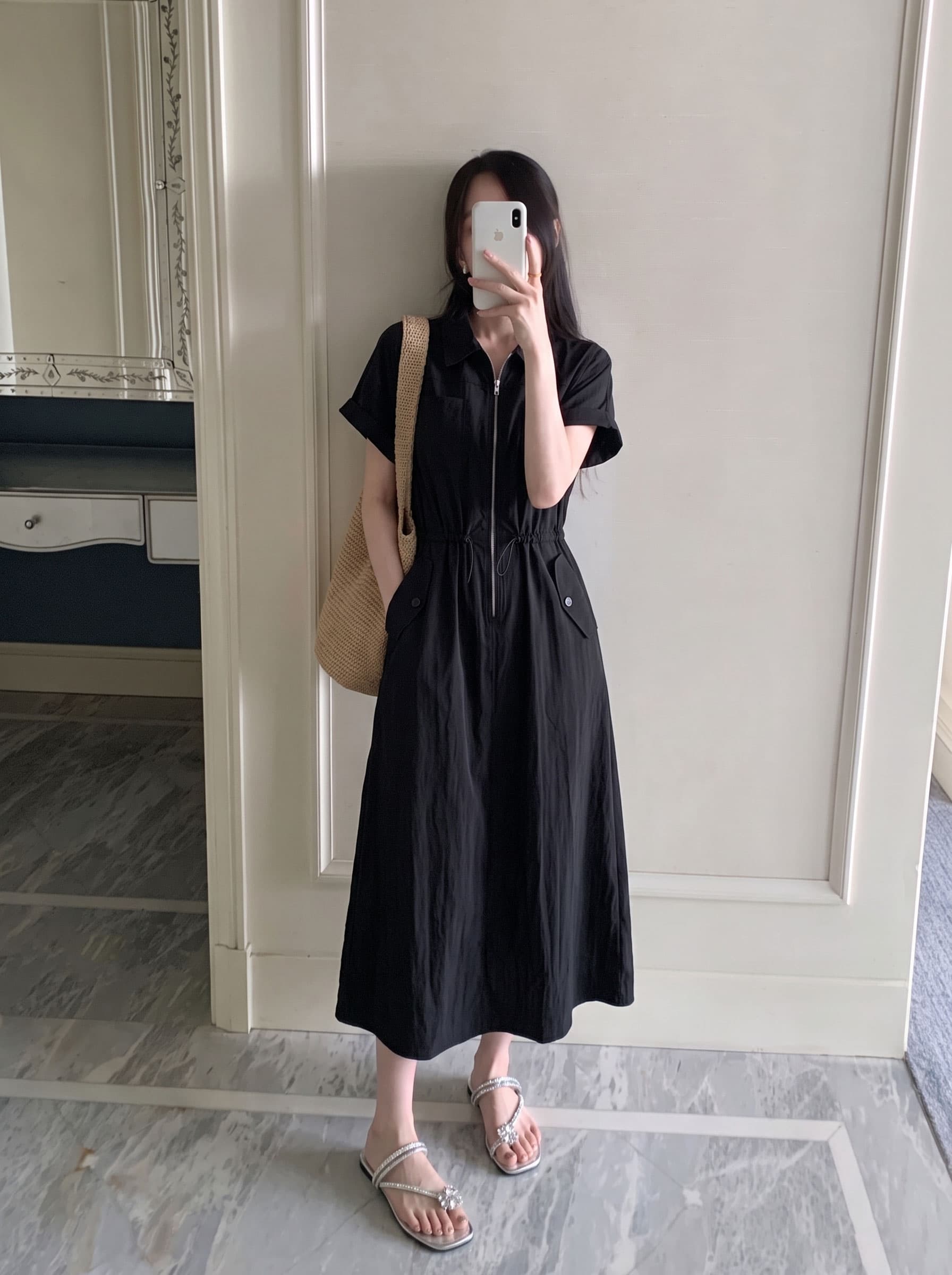 실사 빅 사이즈 여성 의류 부드러운 슬림해 보이는 펌프 로프 주머니 치마 슬림해 보이는 한 마디 드레스 지방 mm 숨기기 고기 슬림해 보이는 치마 상세 이미지 8