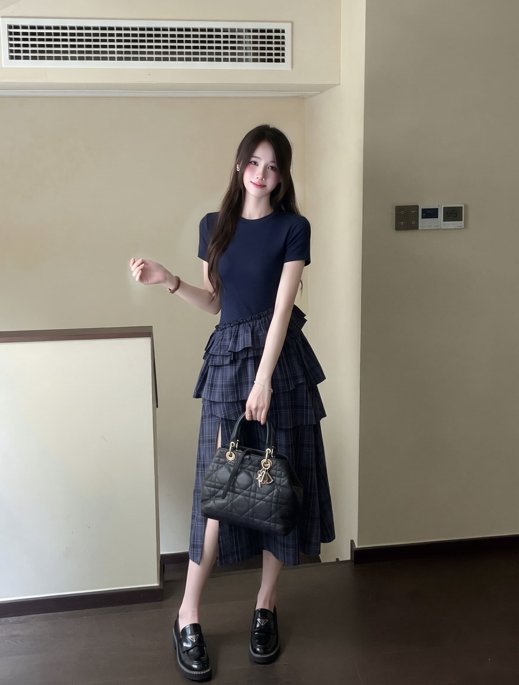 실사 1200 조각 빅 사이즈 여성 의류 품격 드레스 Chic 고유 한 디자인 센스 작은 대중 패치워크 외국 가스 치마