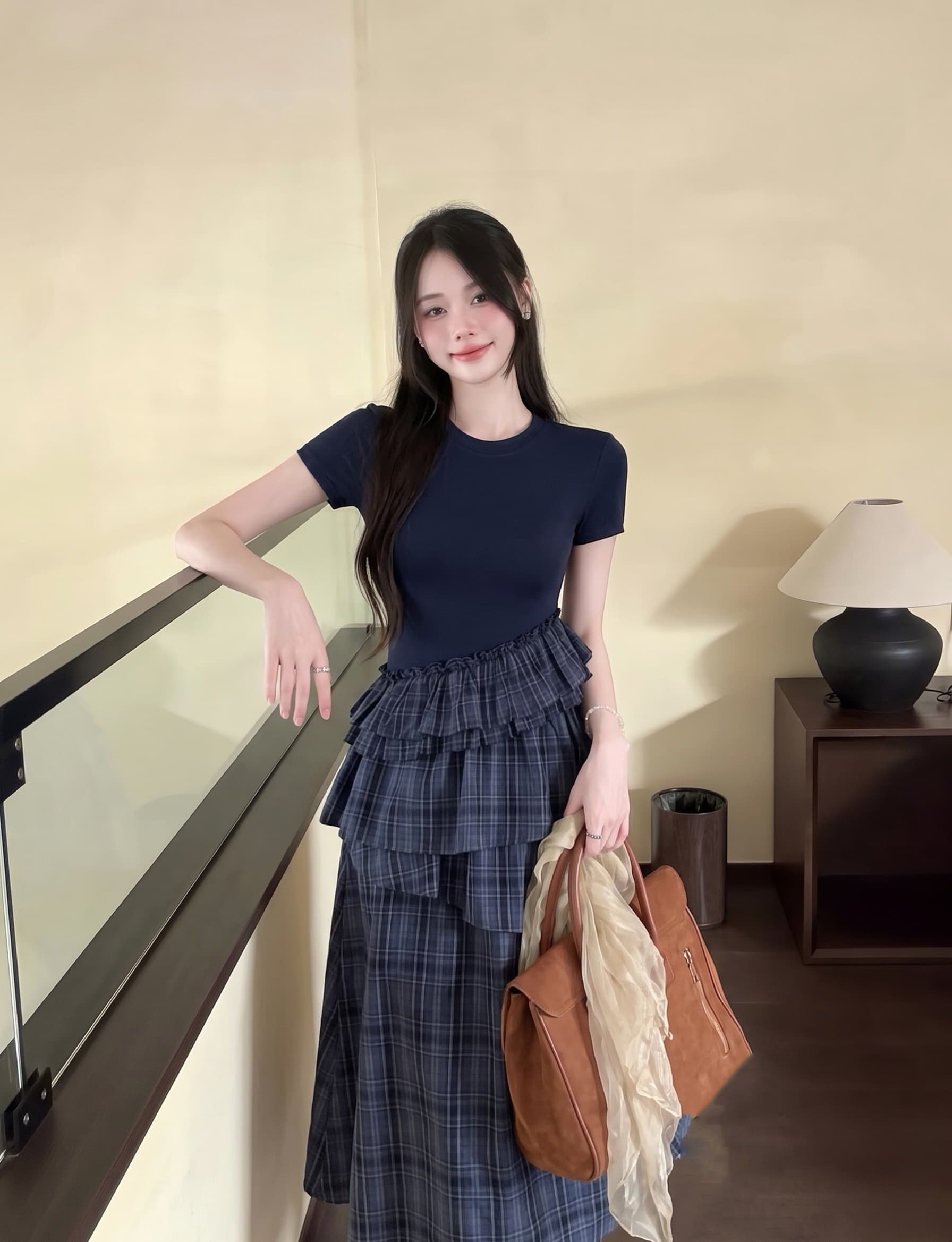 실사 1200 조각 빅 사이즈 여성 의류 품격 드레스 Chic 고유 한 디자인 센스 작은 대중 패치워크 외국 가스 치마 상세 이미지 4