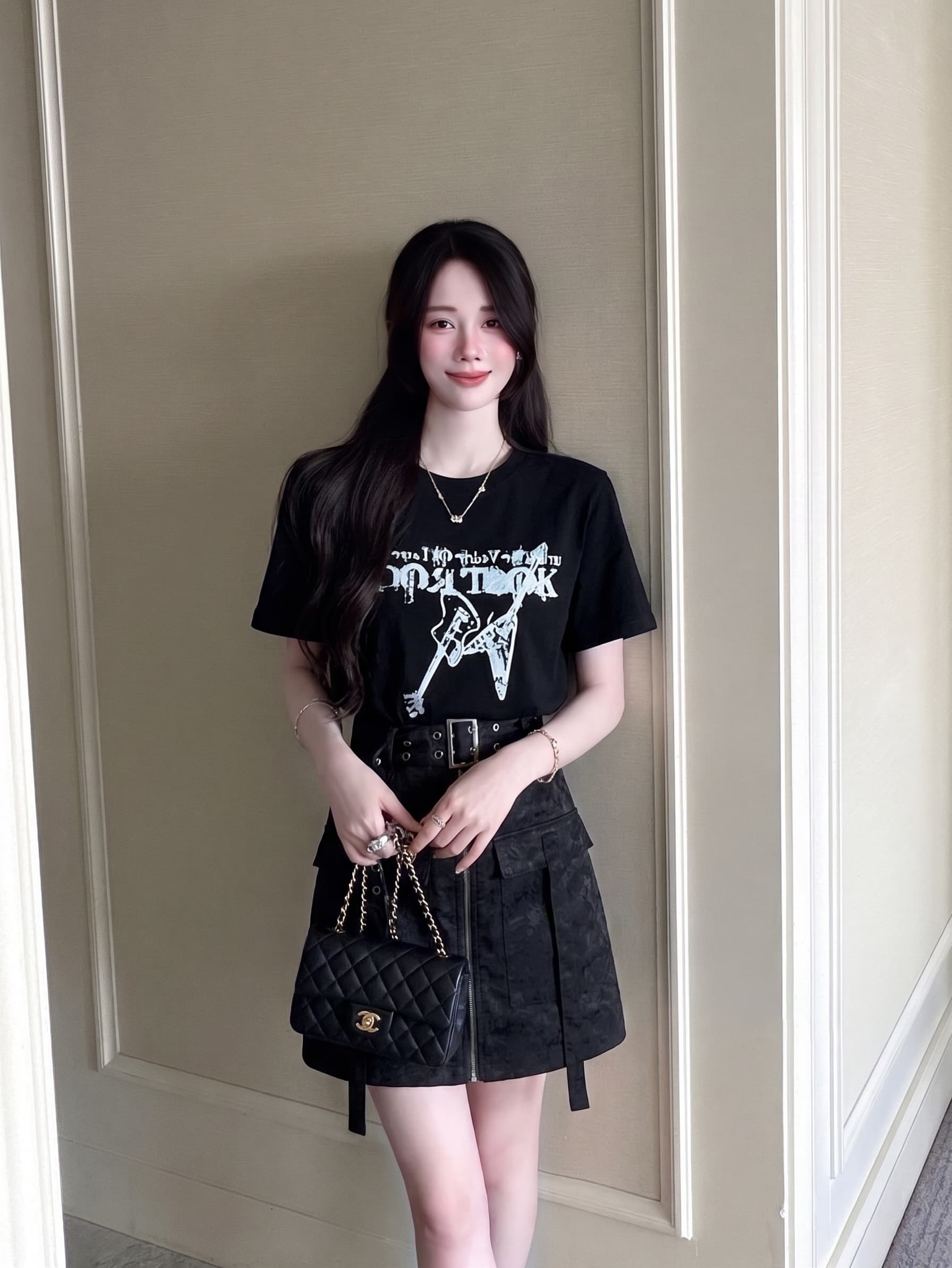실사 빅 사이즈 여성 의류 와일드 인자 페이크 레이어드 세트 아메리칸 레트로 패치워크 슬림해 보이는 드레스 지방 mm 여성 이미지 3