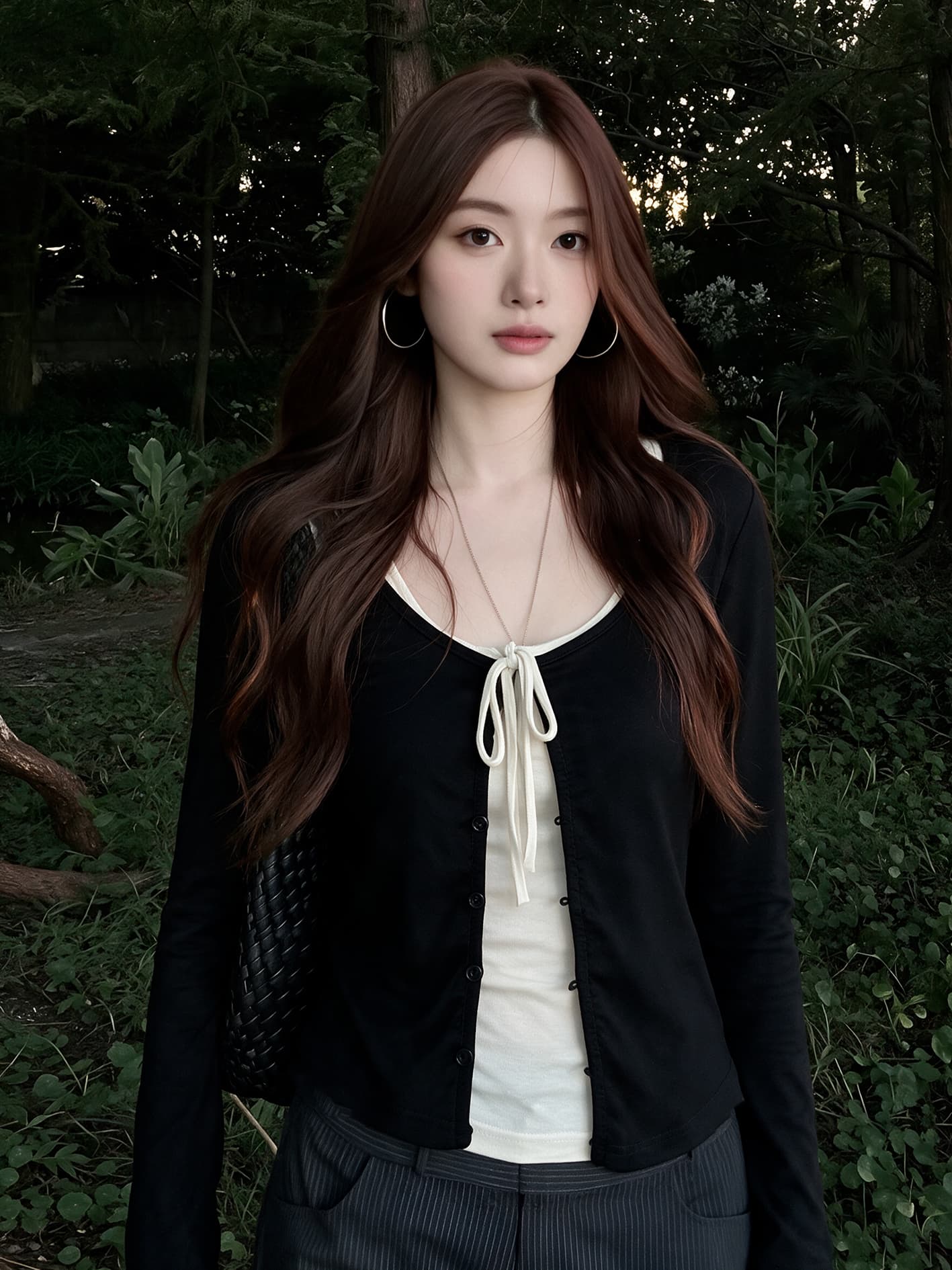 실사 빅 사이즈 2026 이른 가을 새로운 순수한 욕망 스트랩 반팔 티셔츠 스택 착용 긴팔 오픈 가디건 투피스 세트 맨위 이미지 3