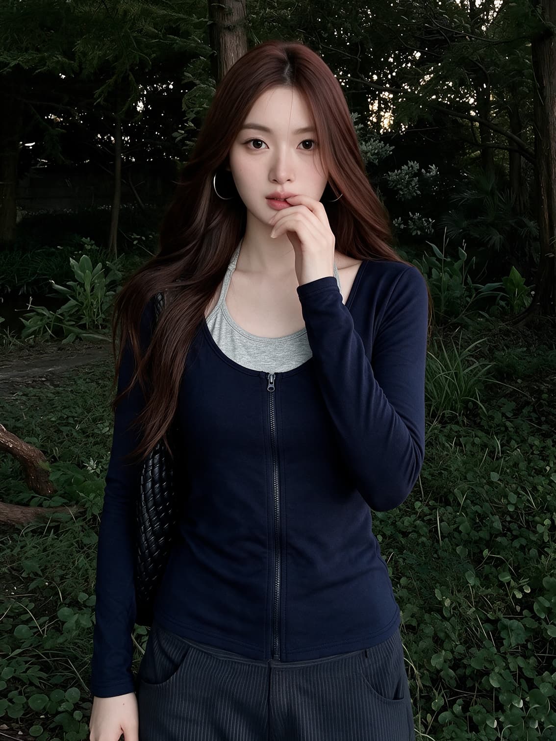 실사 빅 사이즈 가을 새로운 페이크 레이어드 긴팔 티셔츠 여성 착용 가져 가라. 디자인 센스 Chic 한 부서 chic 작은 맨위 상세 이미지 1
