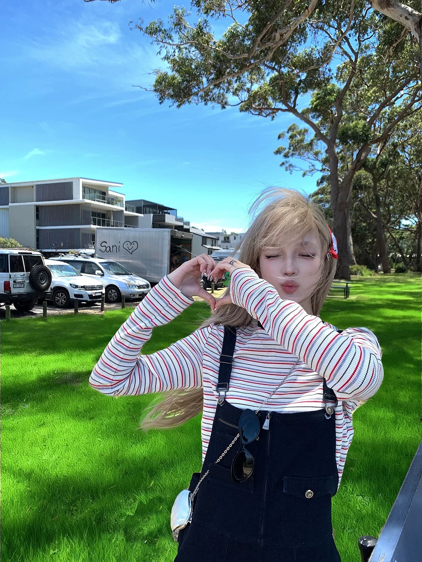 ceezzzi 세인트 마틴 학원 건강 레트로 워크웨어 데님 멜빵 바지 여성 레저 루즈핏 슬림해 보이는 와이드 레그 팬츠 상세 이미지 4