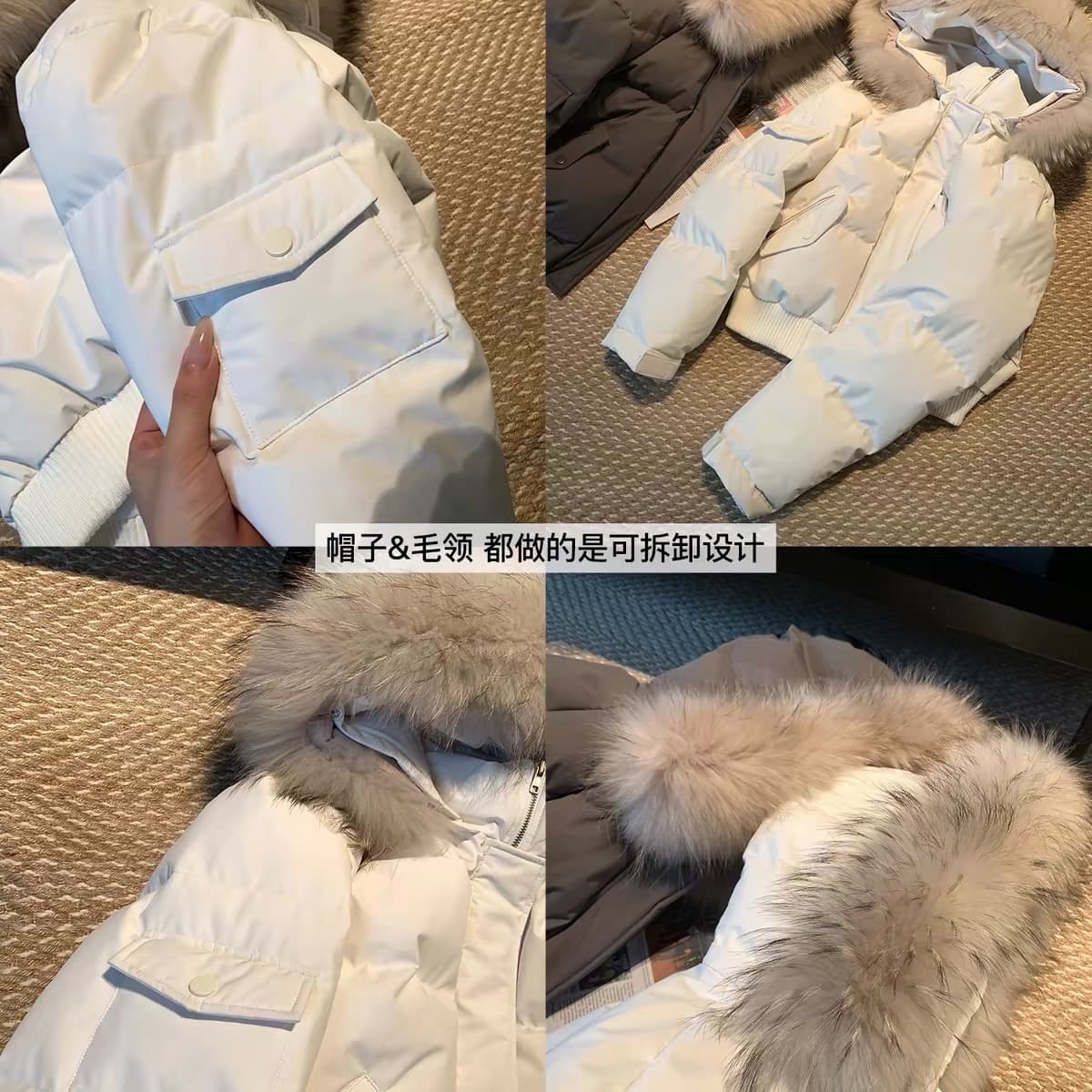 sunoneone 눈 산 상황 너구리 모피 모피 칼라 쇼트 스타일 Parker 서비스 다운 재킷 여성 겨울 두꺼운 재킷 이미지 5
