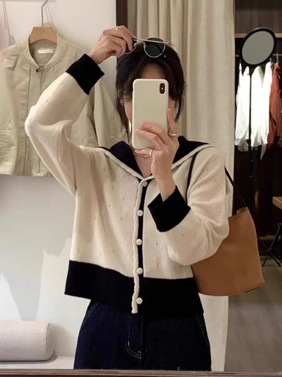 가을 새로운 느긋한 바람 폴로 칼라 전체 양모 니트 스웨터 2026 한 부서 슬림해 보이는 Chic 쇼트 스타일 오픈 가디건 맨위 여성