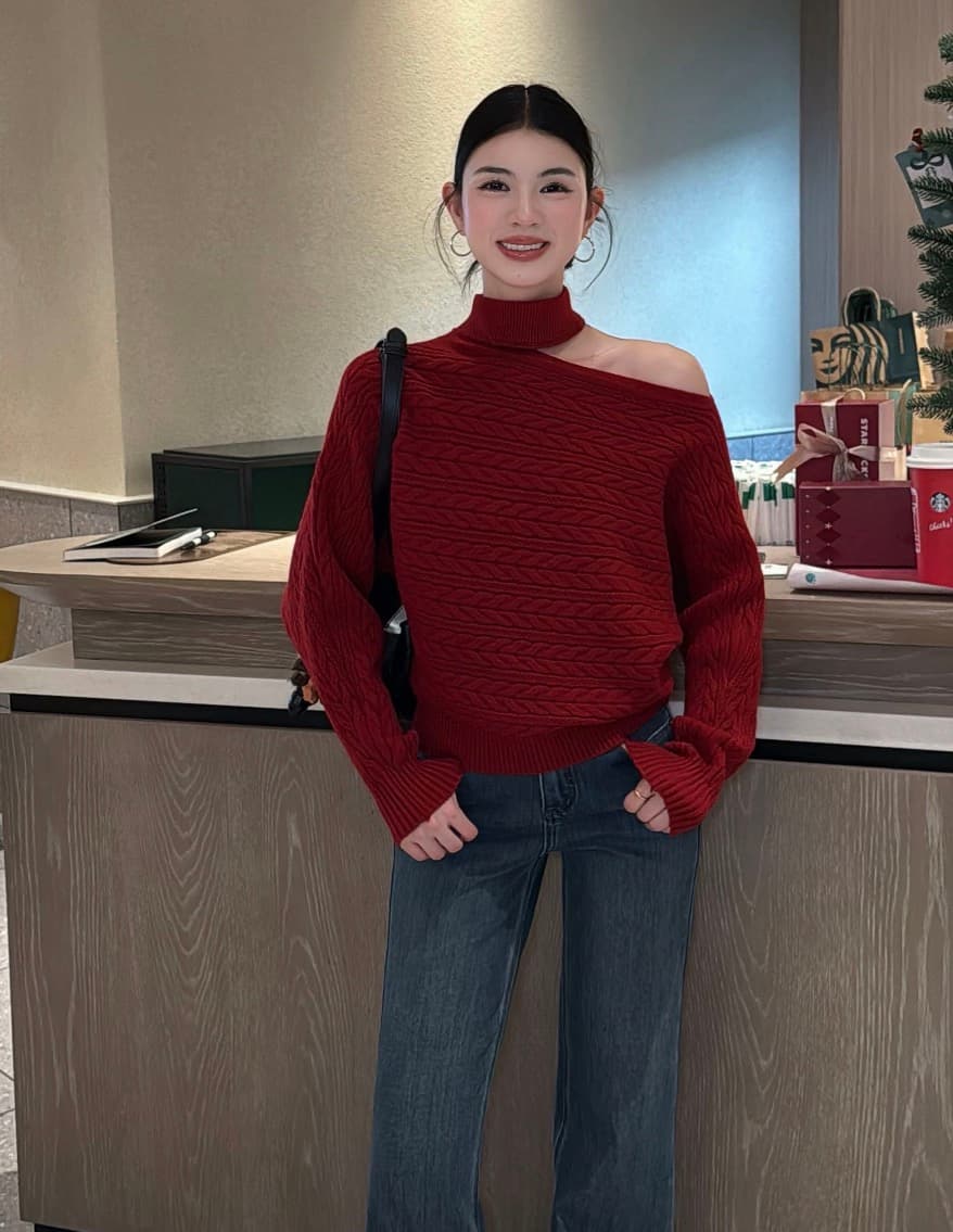 한 부서 다용도 발굴하다 어깨 디자인 니트 스웨터 여성 가을 새로운 느긋한 패션 품격 루즈핏 긴팔 맨위 상세 이미지 2