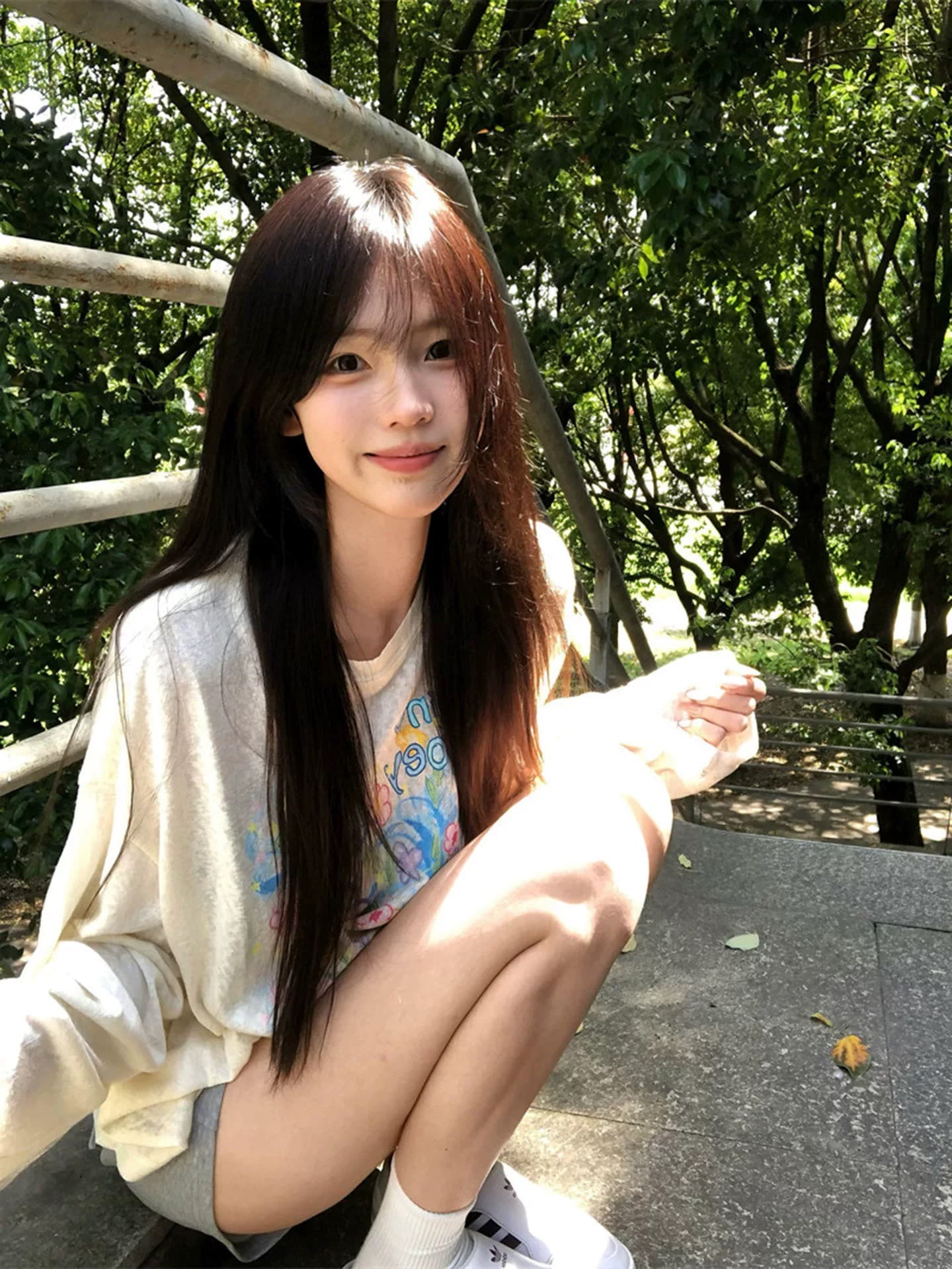 한 부서 레트로 패치워크 식물 꽃무늬 알파벳 살구 색상 자외선 차단 의류 여성 여름 루즈핏 슬림해 보이는 느슨함 센스 맨위 트렌디 이미지 3