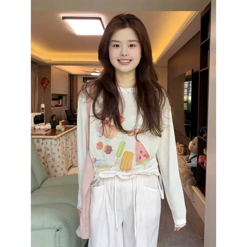 초박형 주간 실크 리브 빅 사이즈 2026 여름 새로운 자외선 차단 블라우스 루즈핏 얇은 스타일 긴팔 티셔츠 맨위