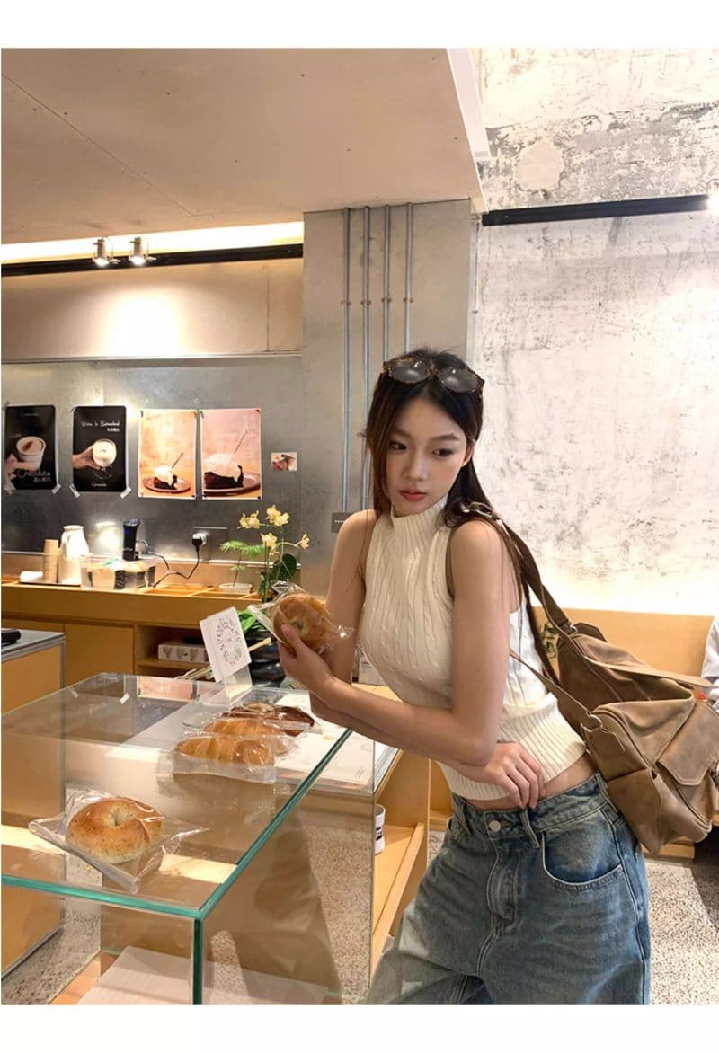 있음 선적 한국 스타일 민소매 니트 꽈배기 단어 작은 조끼 여성 봄 핫걸 몸매 가꾸기 만나는 순수한 욕망 바람 디스플레이 상세 이미지 11