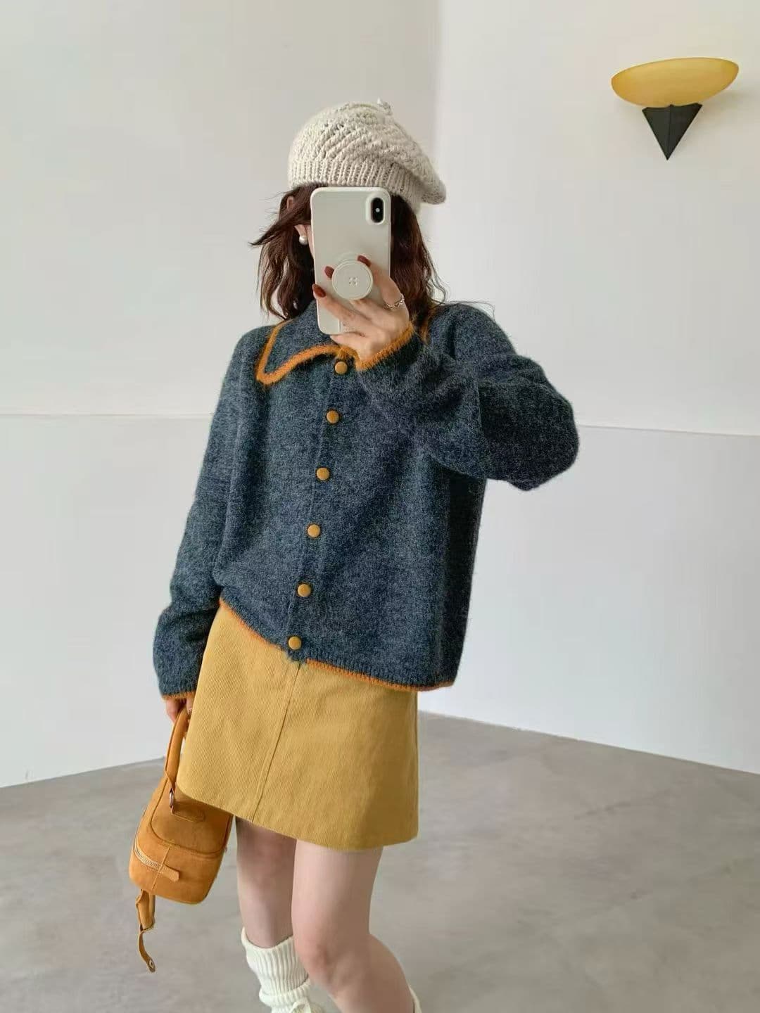 첸 좋은 청소 자정 서점 레트로 가을 겨울 오픈 가디건 니트 여성 코트 루즈핏 다용도 긴팔 맨위 스웨터 상세 이미지 3