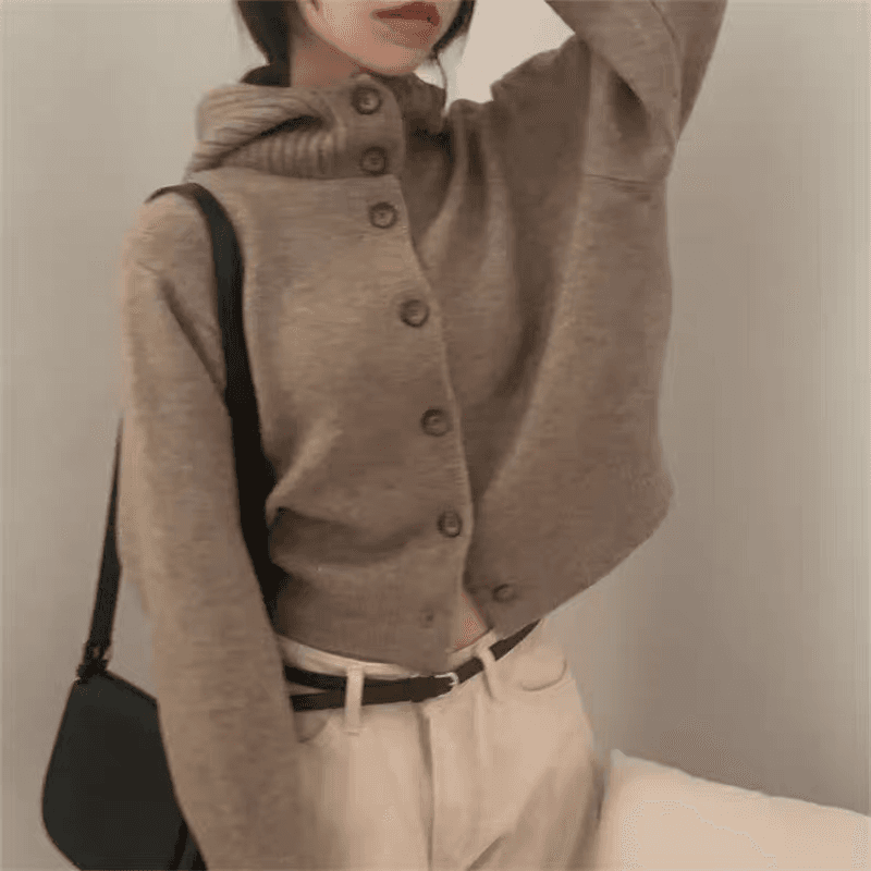 26 가을 겨울 한 부서 캐주얼 다용도 미니멀리즘 후드 단추 두꺼운 스웨터 코트 니트 오픈 가디건 맨위 이미지 2