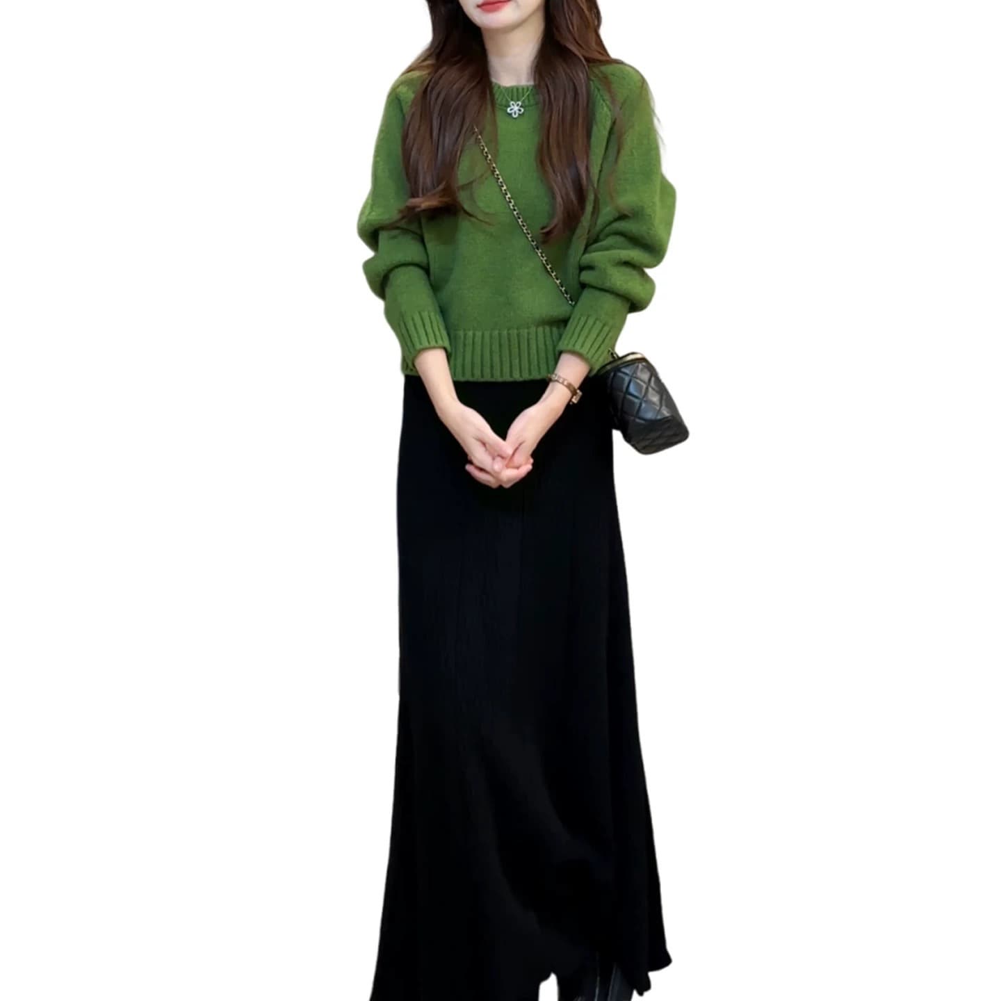 느긋한 바람 라운드 넥 미니멀리즘 단색 스웨터 여자 루즈핏 2025 가을 겨울 한국 스타일 캐주얼 다용도 풀오버 니트 맨위 이미지 5