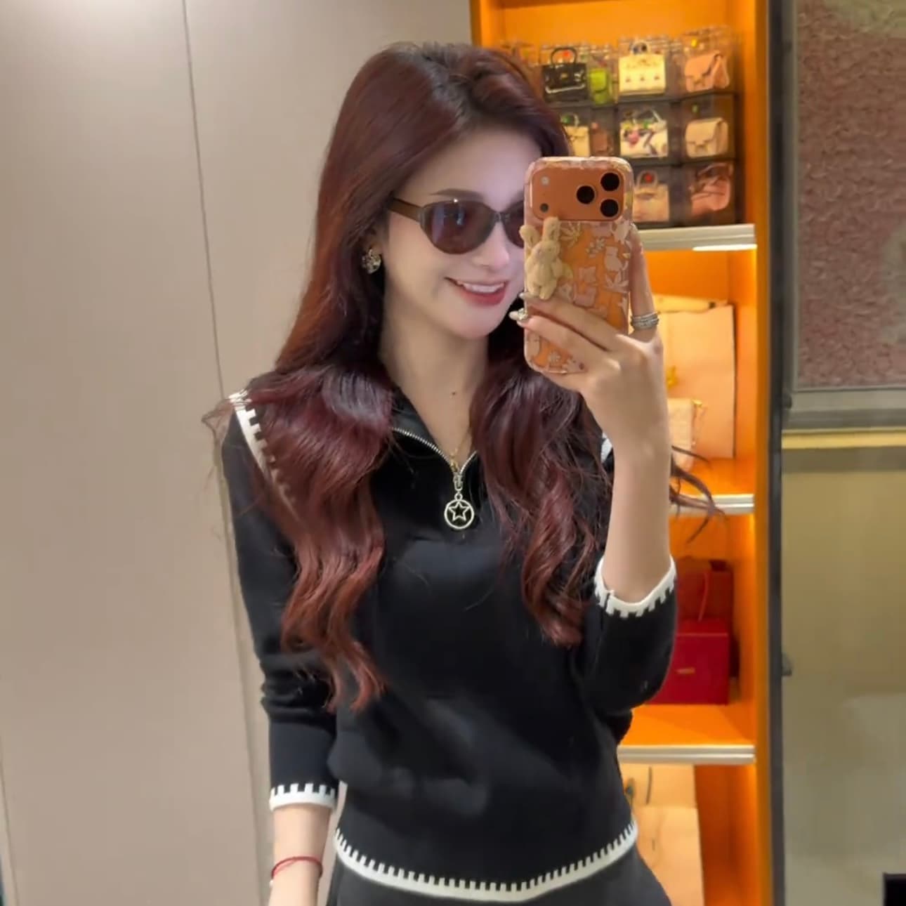 한 번 작은 짭짤한 한 부서 회색 패치워크 하프 지퍼 터틀넥 스웨터 여자 가을 겨울철 루즈핏 인사이드 가져 가라. 니트 스웨터 맨위 이미지 3