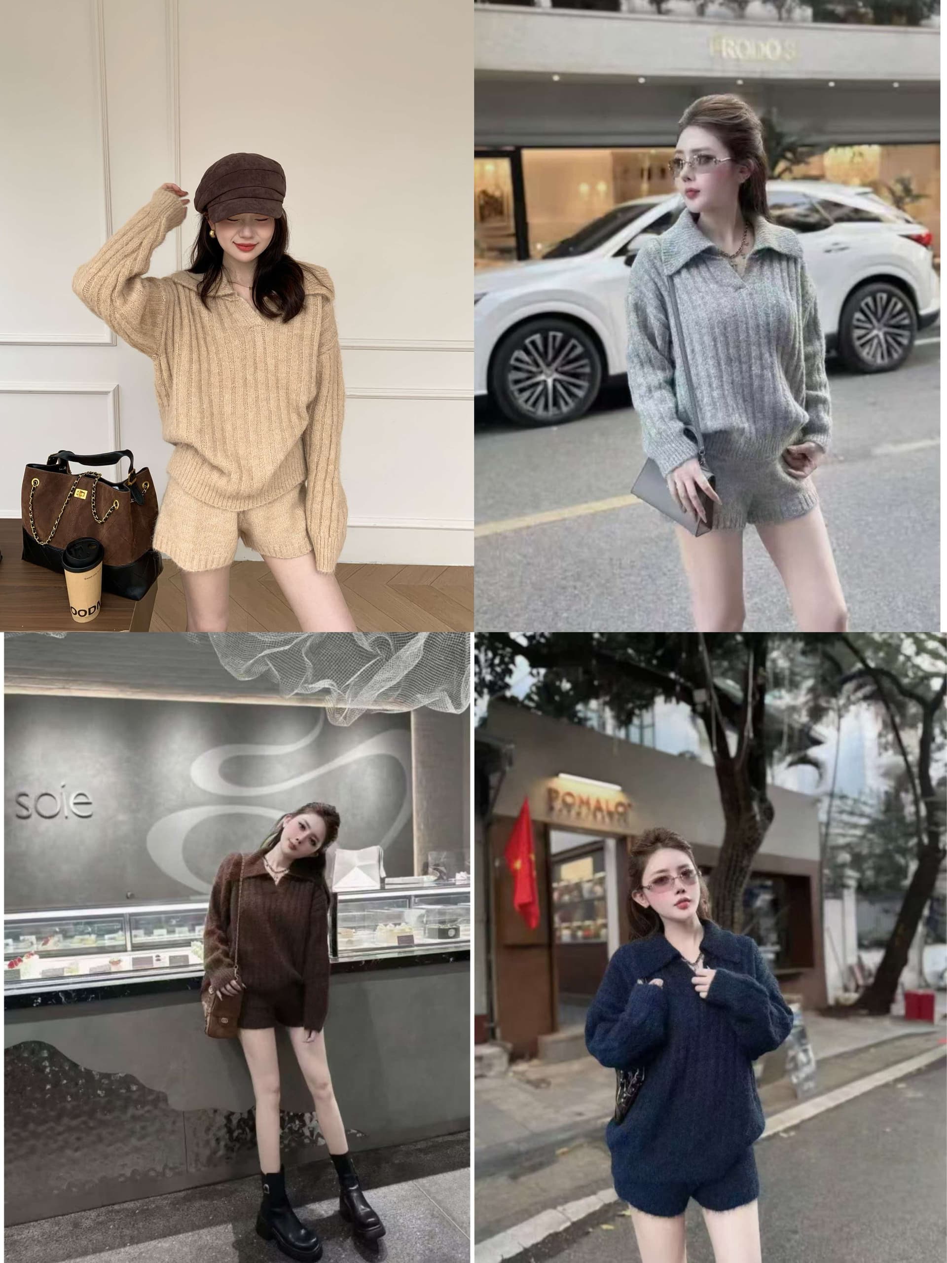 느긋한 한 부서 니트 스웨터 세트 드레스 아이들 가을 겨울철 새로운 그레이트 통해보기 가져 가라. ootd 전체 집합 이미지 4