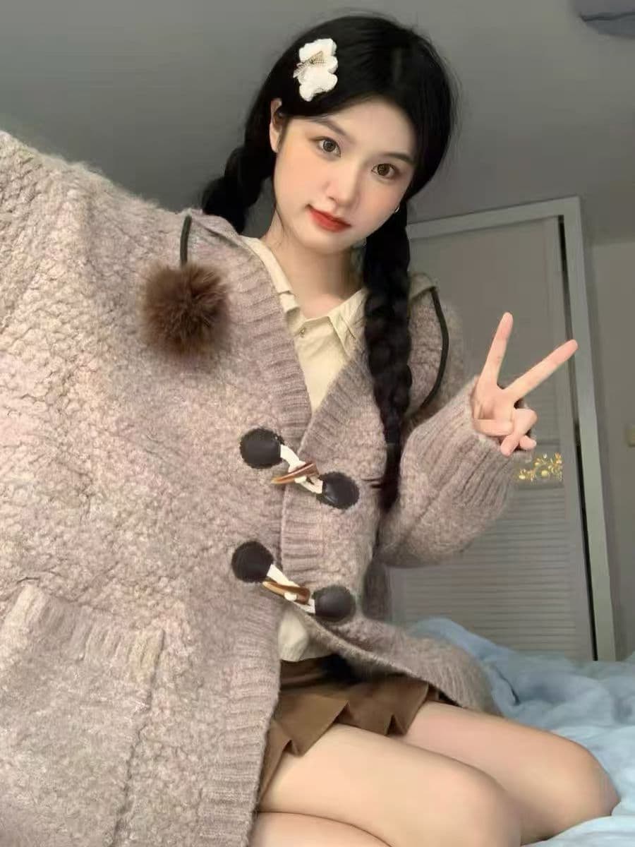 느긋한 바람 부드러운 찹쌀 슈퍼 잘 생긴 ~ 중 스웨터 봄 가을 겨울 2026 새로운 폭발 고급 센스 니트 두꺼움 오픈 가디건 여성 코트 상세 이미지 3