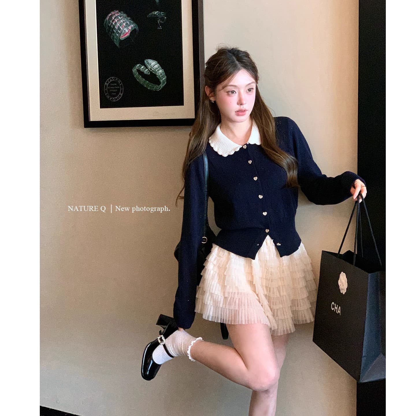 가을 겨울 한 부서 달콤함 연령 감소 학원 스타일 베이비 칼라 니트 오픈 가디건 맨위 작은 키 쇼트 스타일 스웨터 여성 코트 상세 이미지 5
