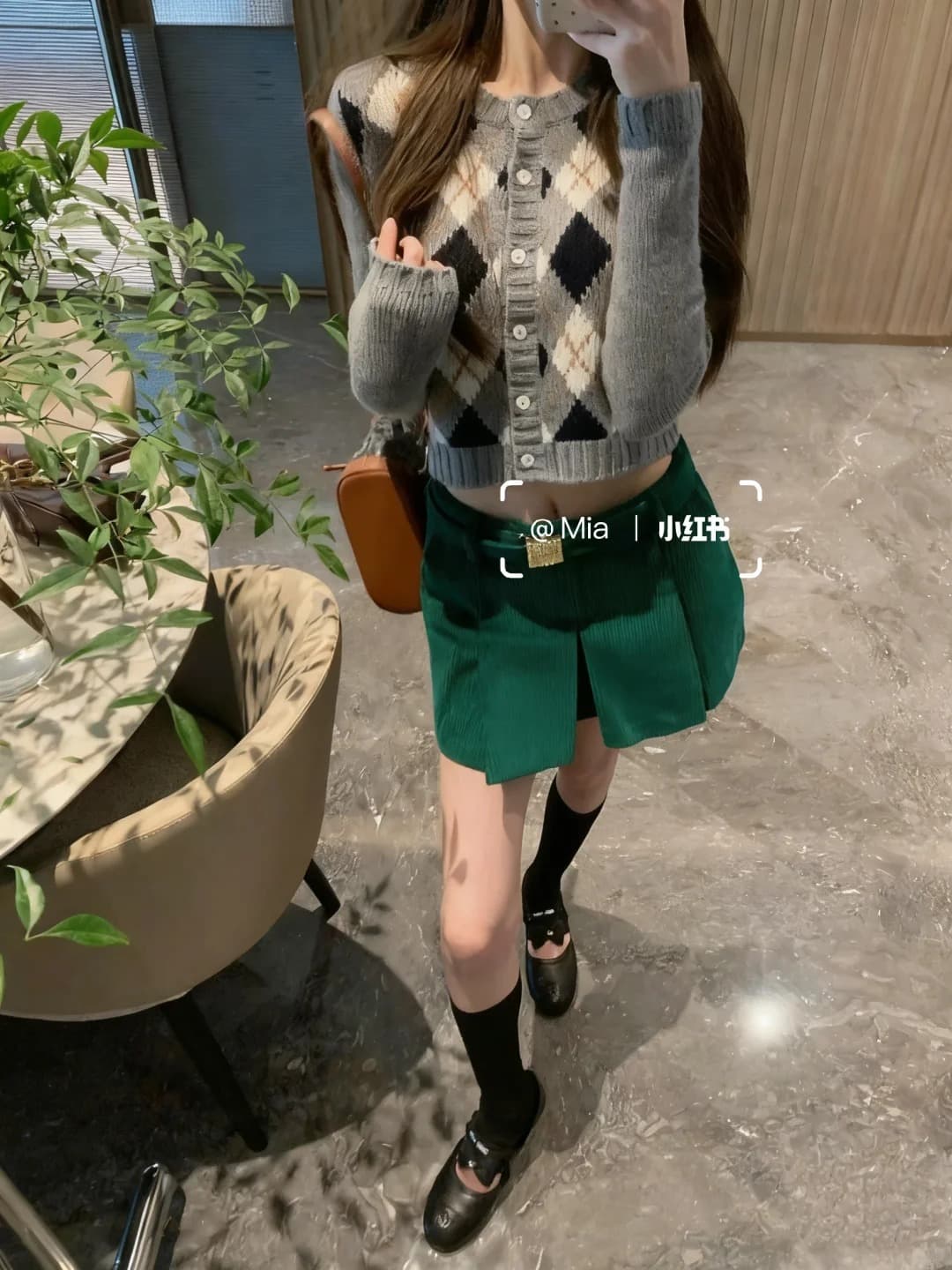 레트로 학원 스타일 링 그리드 회색 스웨터 오픈 가디건 여성 코트 한 부서 느긋한 바람 다용도 니트 짧은 맨위 여성 상세 이미지 2