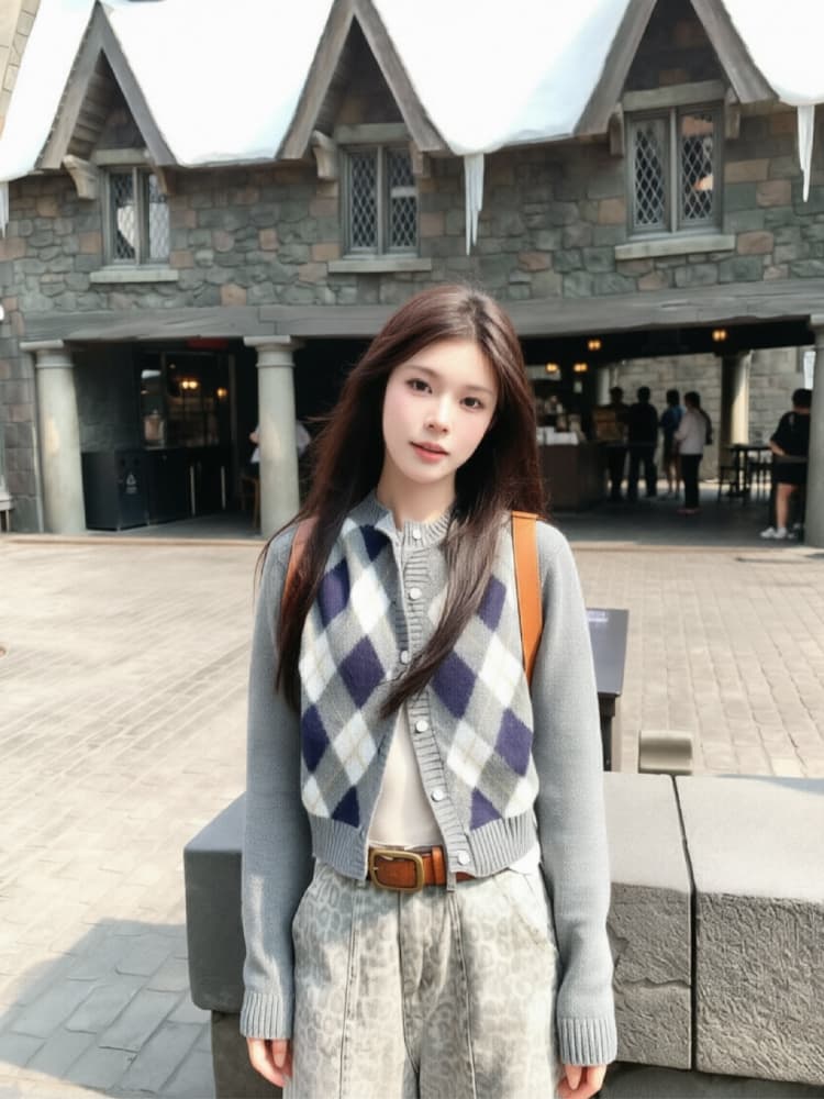 레트로 학원 스타일 링 그리드 회색 스웨터 오픈 가디건 여성 코트 한 부서 느긋한 바람 다용도 니트 짧은 맨위 여성 상세 이미지 13