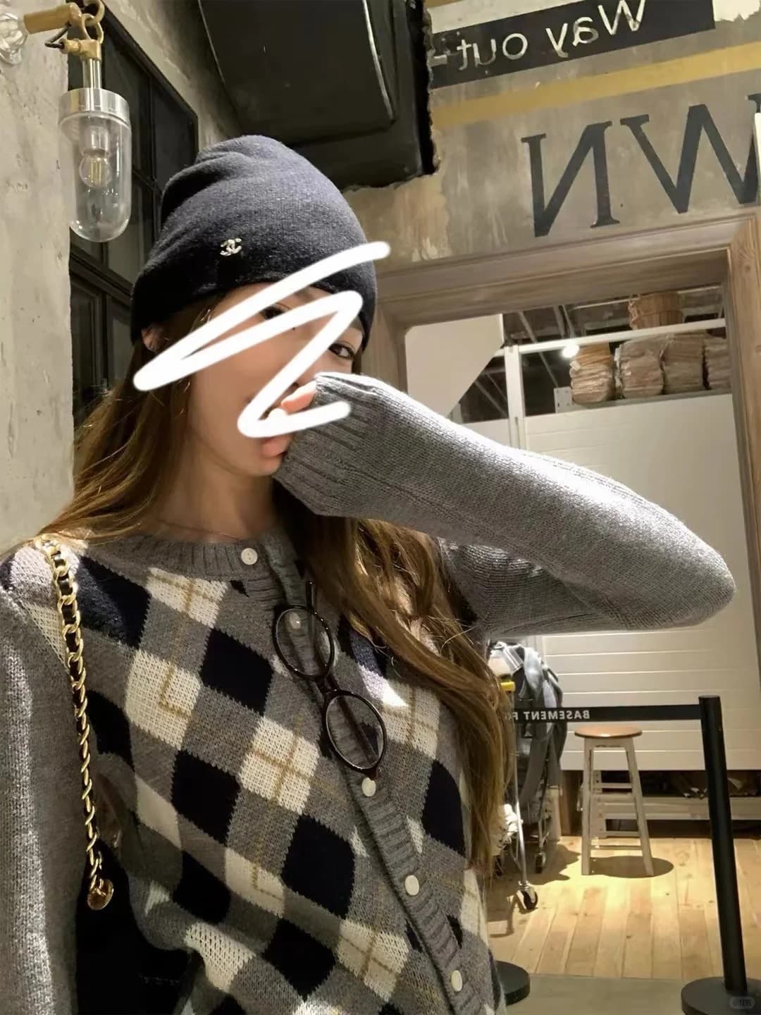 레트로 학원 스타일 링 그리드 회색 스웨터 오픈 가디건 여성 코트 한 부서 느긋한 바람 다용도 니트 짧은 맨위 여성 상세 이미지 15