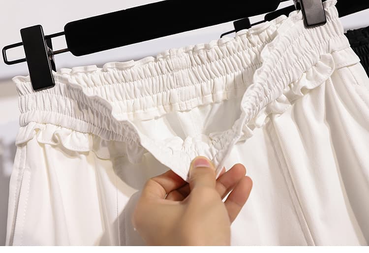 실사 여름 섹션 빅 사이즈 배 모양 몸 표지 십자가 7 점 모통이 칼 바지 지방 mm 스트레이트 얇은 스타일 넓은 다리 여성 바지 상세 이미지 16