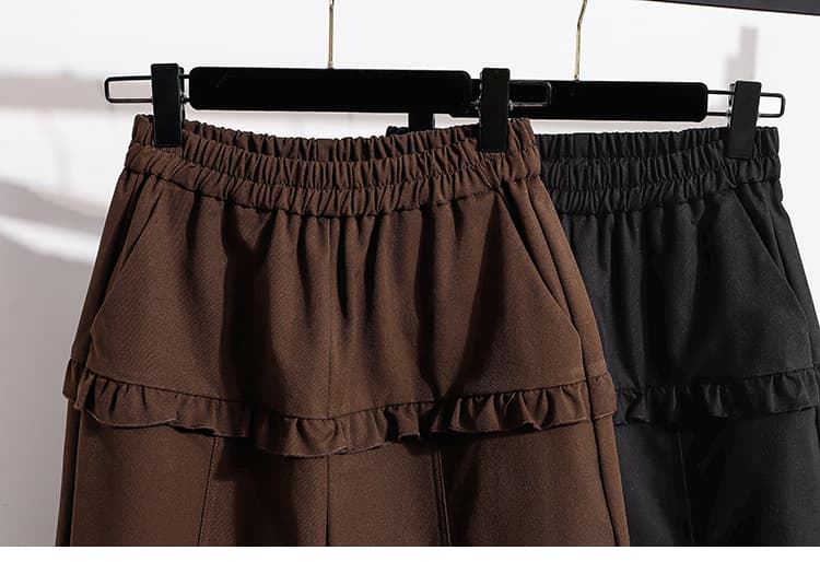 실사 가을 새로운 빅 사이즈 루즈핏 캐주얼 넓은 다리 모통이 칼 바지 지방 mm 디스플레이 수신 표지 배 디자인 센스 신축성 바지 상세 이미지 16