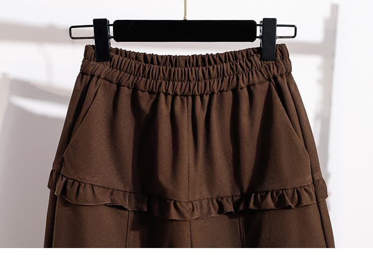 실사 가을 새로운 빅 사이즈 루즈핏 캐주얼 넓은 다리 모통이 칼 바지 지방 mm 디스플레이 수신 표지 배 디자인 센스 신축성 바지 상세 이미지 18
