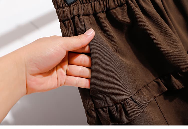 실사 가을 새로운 빅 사이즈 루즈핏 캐주얼 넓은 다리 모통이 칼 바지 지방 mm 디스플레이 수신 표지 배 디자인 센스 신축성 바지 상세 이미지 19