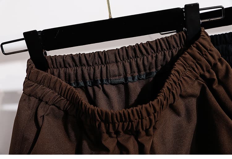 실사 가을 새로운 빅 사이즈 루즈핏 캐주얼 넓은 다리 모통이 칼 바지 지방 mm 디스플레이 수신 표지 배 디자인 센스 신축성 바지 상세 이미지 20