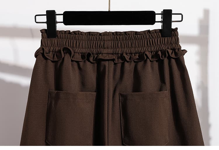 실사 가을 새로운 빅 사이즈 루즈핏 캐주얼 넓은 다리 모통이 칼 바지 지방 mm 디스플레이 수신 표지 배 한국 스타일 신축성 여성 긴 바지 상세 이미지 19