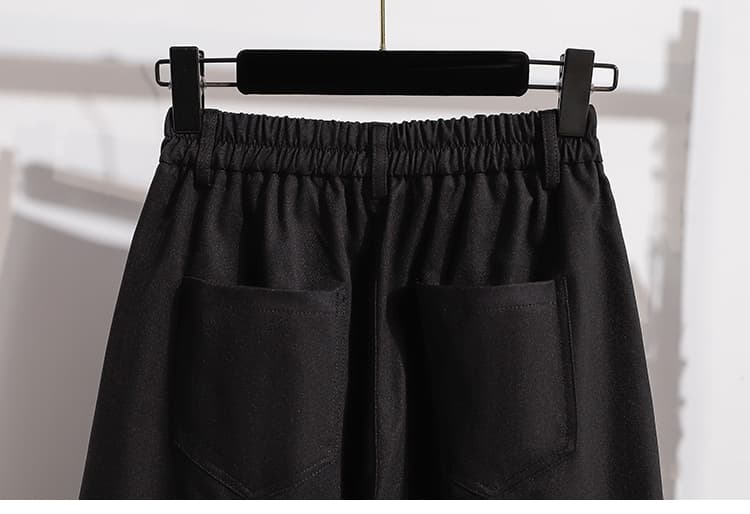실사 가을 새로운 레이스 빅 사이즈 배 모양 몸 표지 십자가 모통이 칼 바지 지방 mm 스트레이트 폭발 넓은 다리 바지 상세 이미지 17