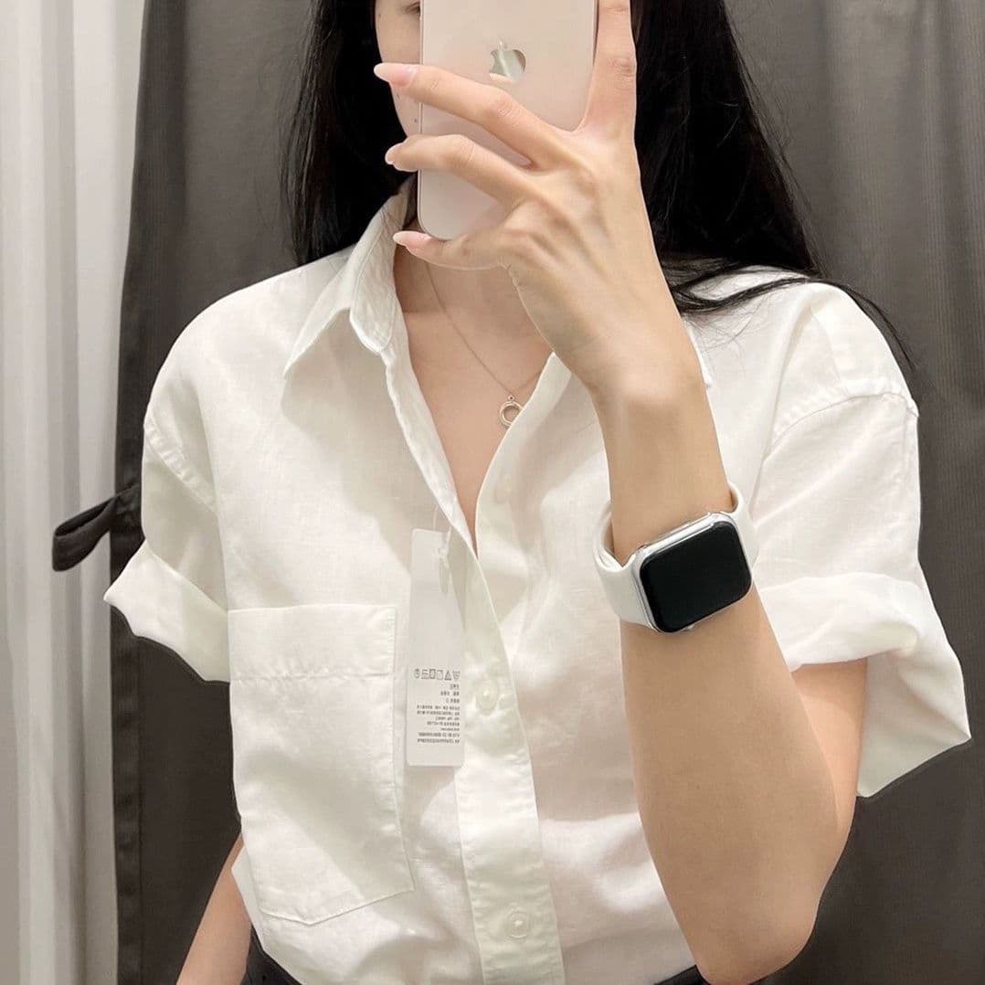 화이트 여성 셔츠 여름 얇은 스타일 한국 스타일 루즈핏 다용도 반팔 맨위 POLO 칼라 긍정적 인 로드 중 캐주얼 자외선 차단 셔츠 상세 이미지 1