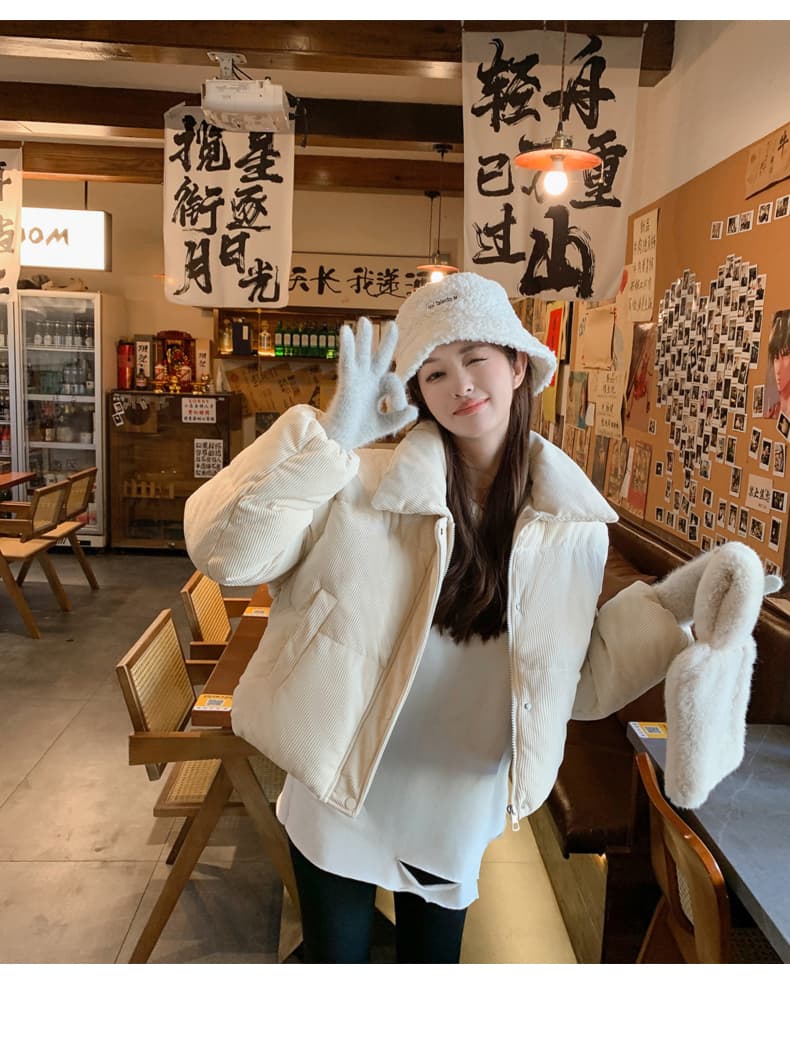 한 부서 면 옷 작은 폴로 칼라 코듀로이 아래 면화 의류 두꺼운 패딩 재킷 쇼트 스타일 재킷 한국 대외 무역 국경 간 상세 이미지 21