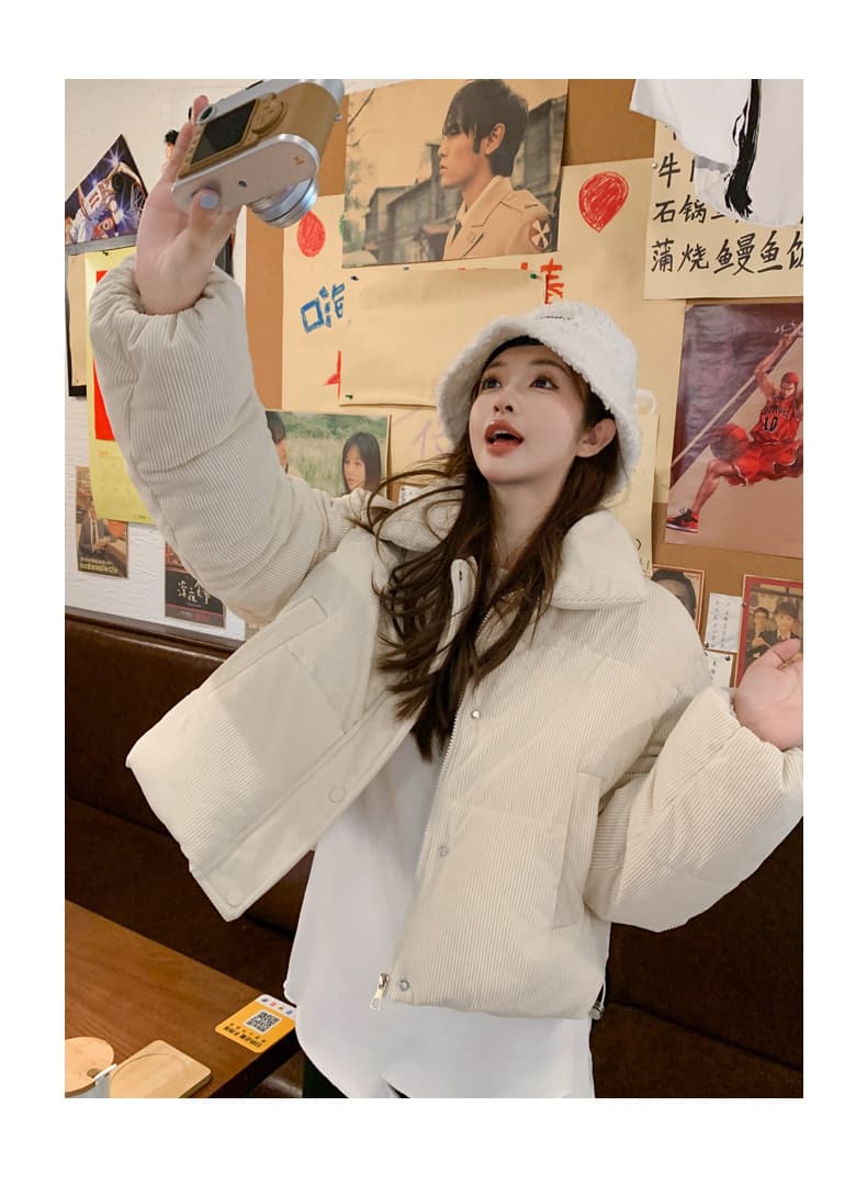 한 부서 면 옷 작은 폴로 칼라 코듀로이 아래 면화 의류 두꺼운 패딩 재킷 쇼트 스타일 재킷 한국 대외 무역 국경 간 상세 이미지 22