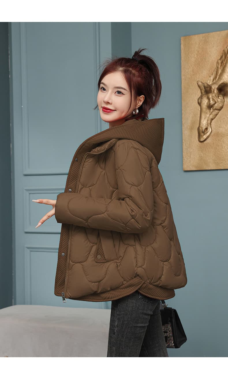 대외 무역 한국 폭발 아래 면화 의류 여성 짧은 미니멀리즘 패션 패치워크 후드 겨울 보온 두꺼운 재킷 상세 이미지 33