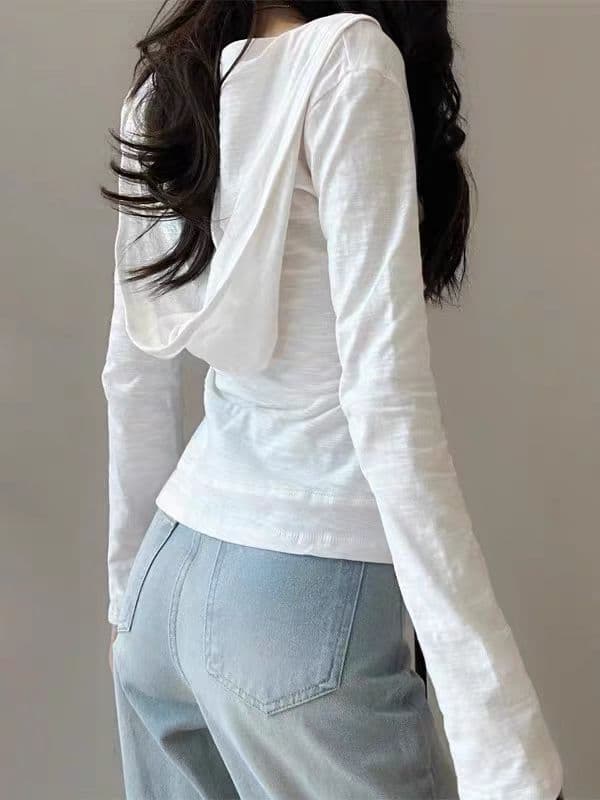 순수한 욕망 바람 miu 부서 화이트 후드 지퍼 자외선 차단 얇은 스타일 재킷 오픈 가디건 여성 봄 2026 긴팔 티셔츠 맨위 이미지 3