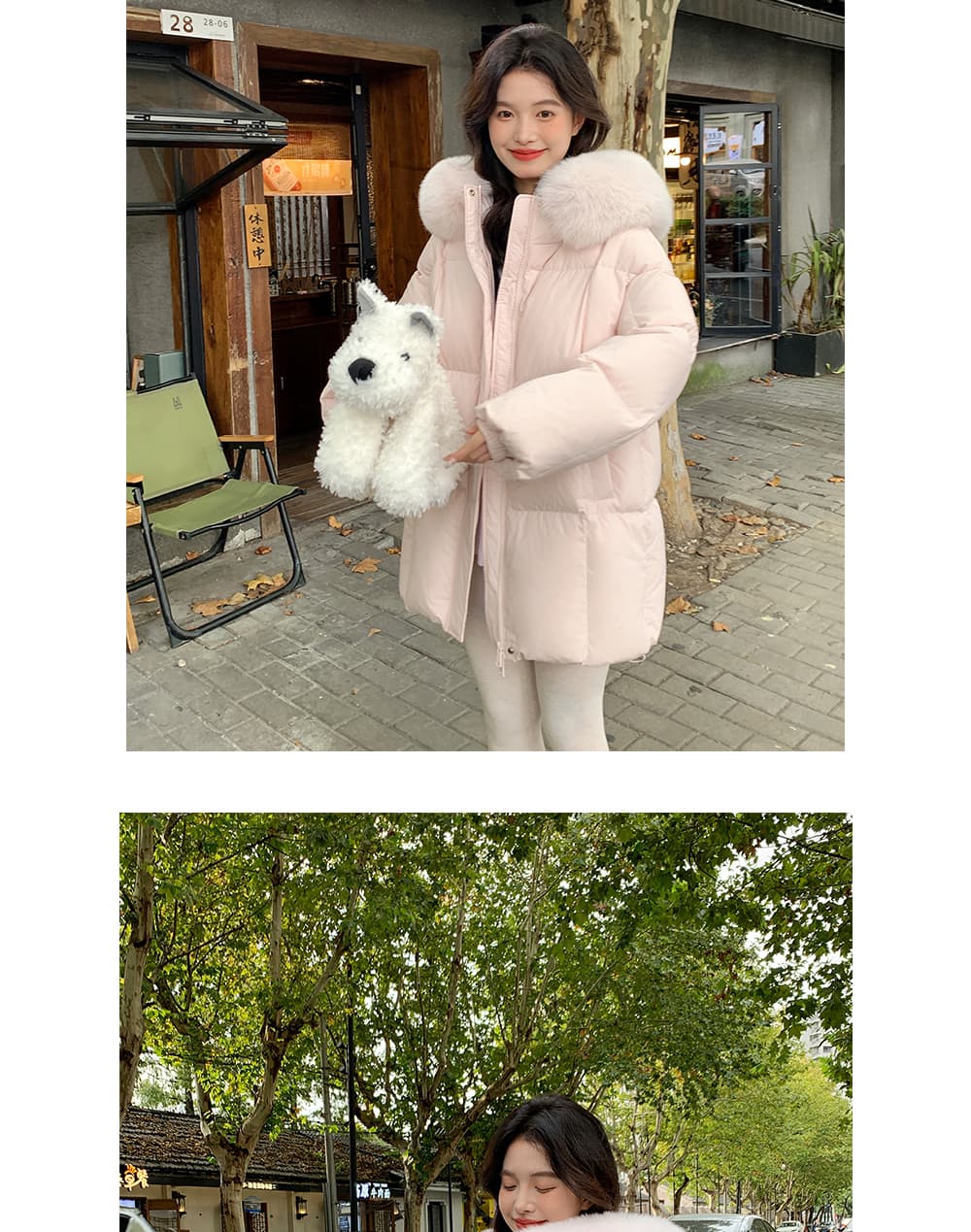 모스크바 ~ 중 겨울 삼성 수 있습니다. 추적성 면 의류 모피 칼라 중간 길이 두꺼운 패션 두꺼운 면 옷 한 싱글 대외 무역 상세 이미지 2