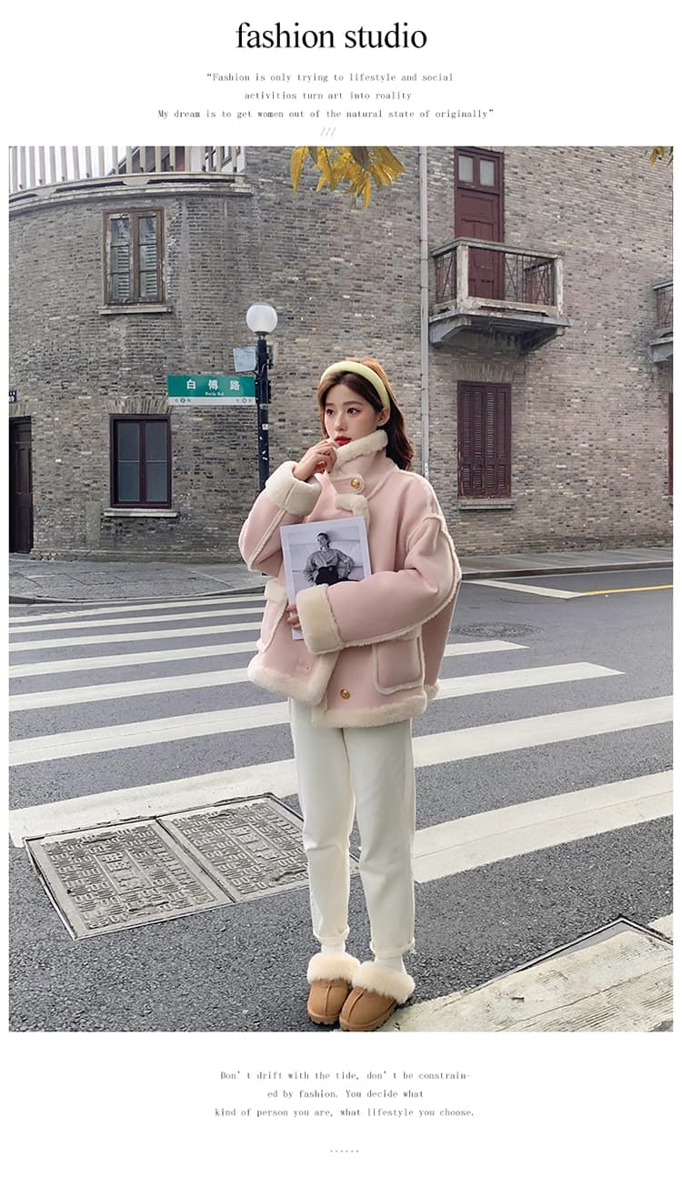 있음 대 물품 작은 샤넬 스타일 작은 대중 청춘 패션 플리스 재킷 여성 겨울 작은 키 털이 있고 두꺼운 쇼트 스타일 면 옷 상세 이미지 18