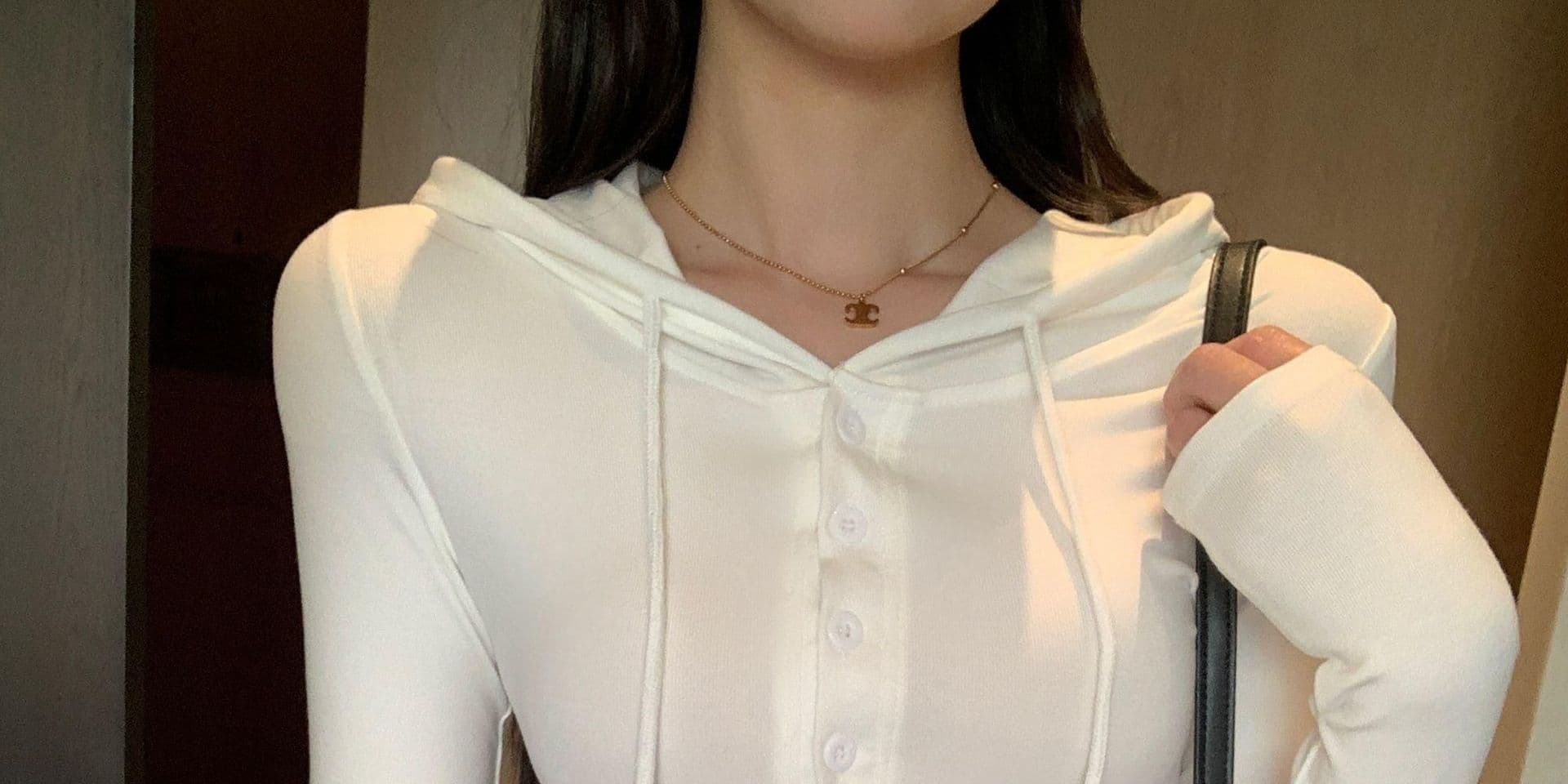 재고 있음 봄 미니멀리즘 아메리칸 핫걸 몸매 가꾸기 디스플레이 몸 반 개방 버클 후드 티 스웨터 허리 수축 인사이드 가져 가라. 긴팔 맨위 상세 이미지 25