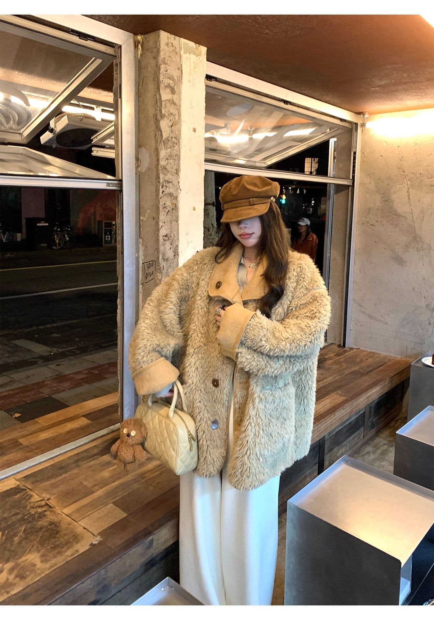 겨울 새로운 둘 착용 피모 하나 양털 루즈핏 두꺼운 스웨이드 모피 다용도 중간 길이 여성 코트 상세 이미지 45