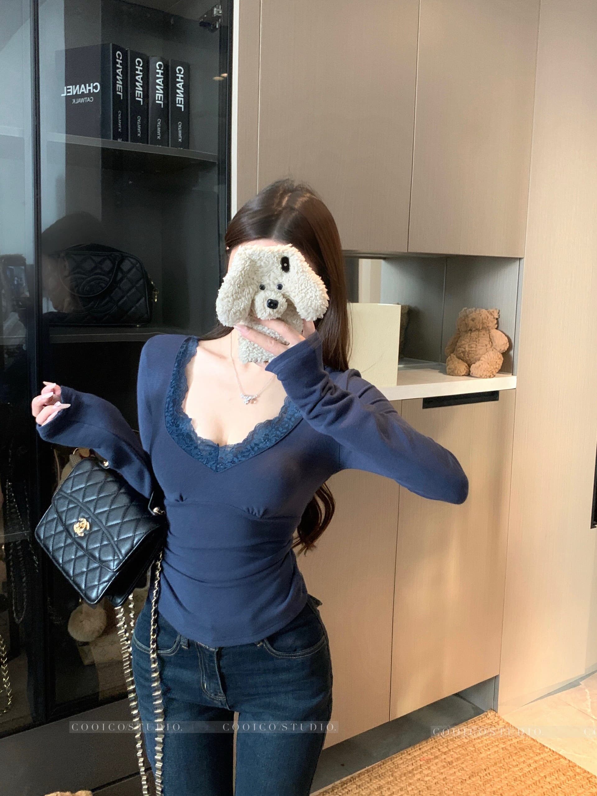 순수한 욕망 레이스 레이스 긴팔 기본 셔츠 여성 이른 봄 새로운 고급 센스 몸매 가꾸기 인사이드 잡아라. 의류 수 있습니다. 외출용 이미지 4