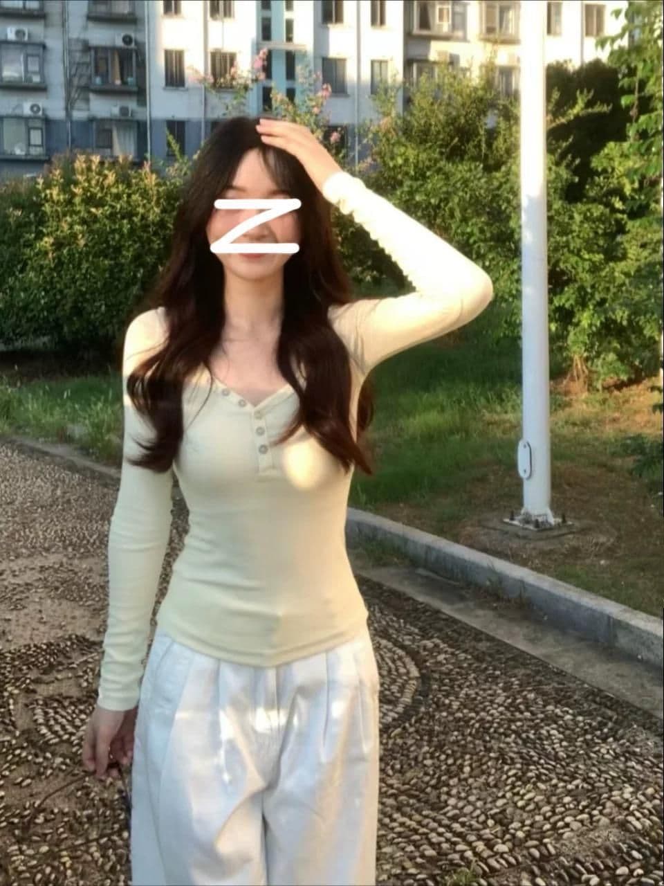아메리칸 순수한 욕망 달콤한 매운맛 V넥 단추 긍정적 인 어깨 긴팔 티셔츠 여성 계절 수리 봄 가을 몸 허리 수축 인사이드 가져 가라. 기본 셔츠 맨위 상세 이미지 10