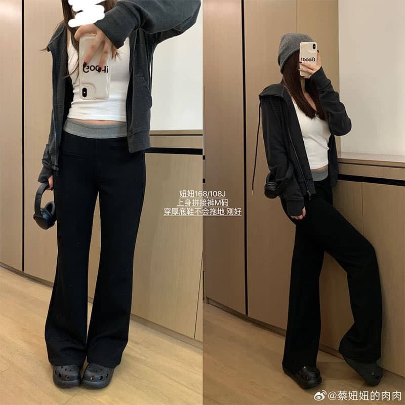 아메리칸 고급 센스 배색 패치워크 캐주얼 바지 여성 봄 가을 새로운 레트로 루즈핏 다용도 스트레이트 팬츠 이미지 5