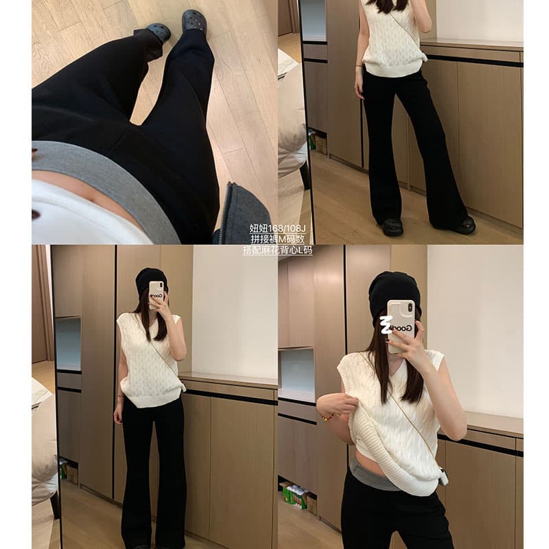 아메리칸 고급 센스 배색 패치워크 캐주얼 바지 여성 봄 가을 새로운 레트로 루즈핏 다용도 스트레이트 팬츠 이미지 4