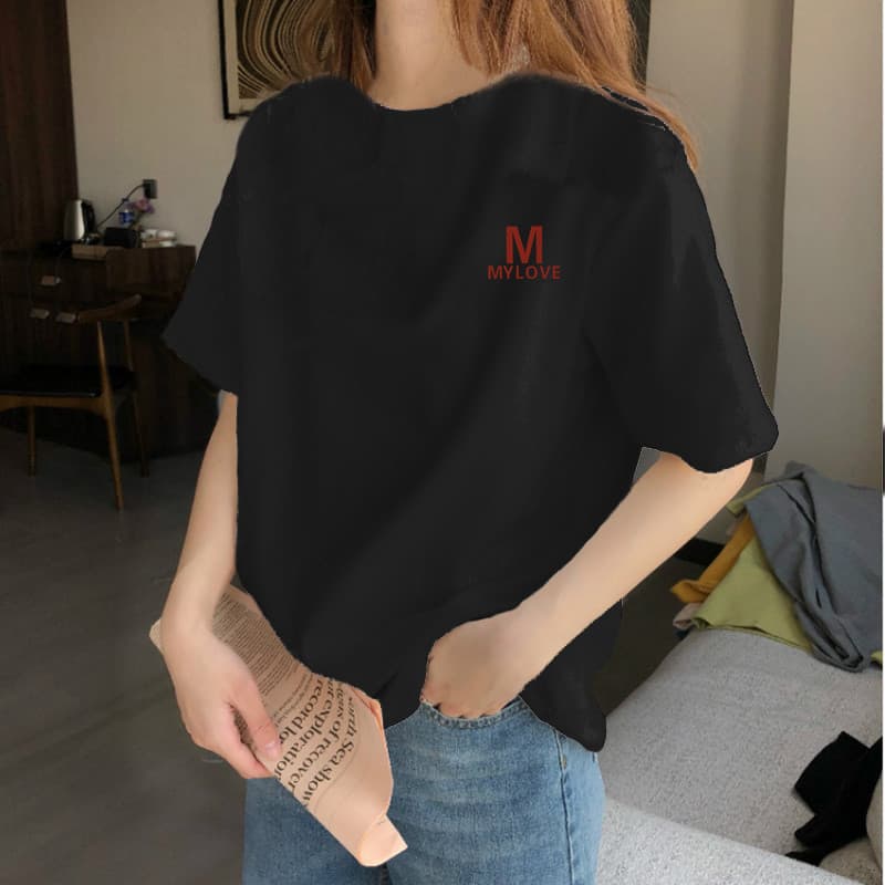 21 순면 210 그램 반팔 티셔츠 여성 루즈핏 빅 사이즈 프린트 이미지 3